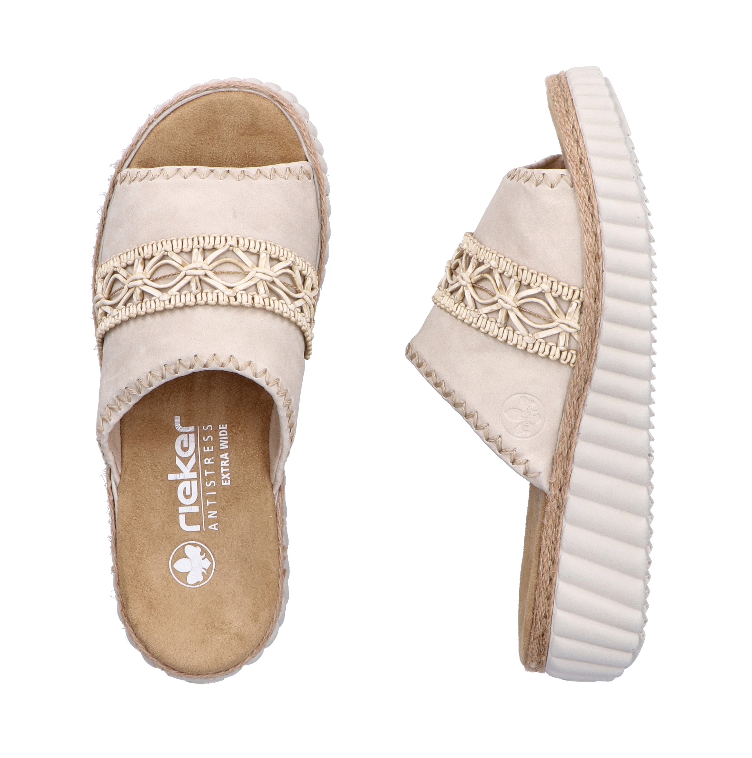 Rieker Pantolette, Sommerschuh, Strandschuh, Urlaubschuh, Hausschuh mit softer Innensohle