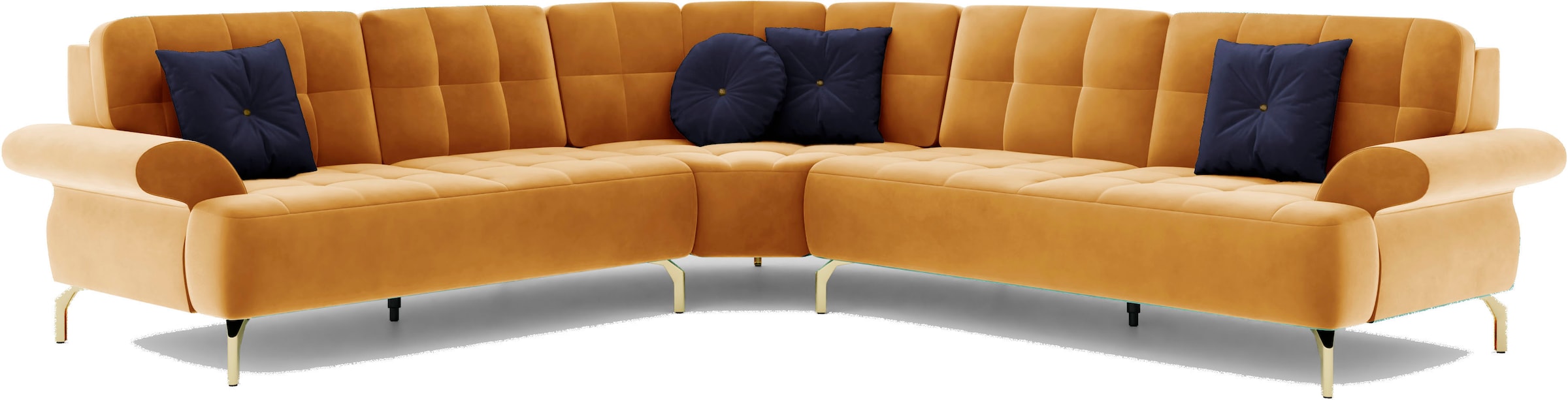 sit&more Ecksofa »Orient 1 L-Form«, inkl. 4 Zierkissen mit Strass-Stein, goldfarbene Metallfüße