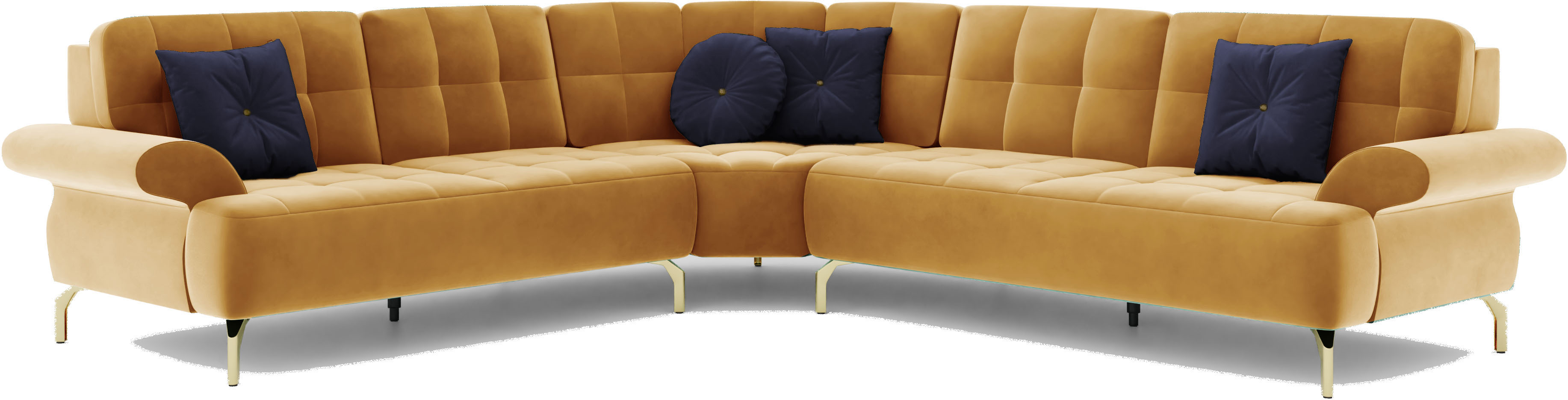Thumbnail - sit&more Ecksofa "Orient 1 L-Form" inkl. 4 Zierkissen mit Strass-Stein, goldfarbene Metallfüße