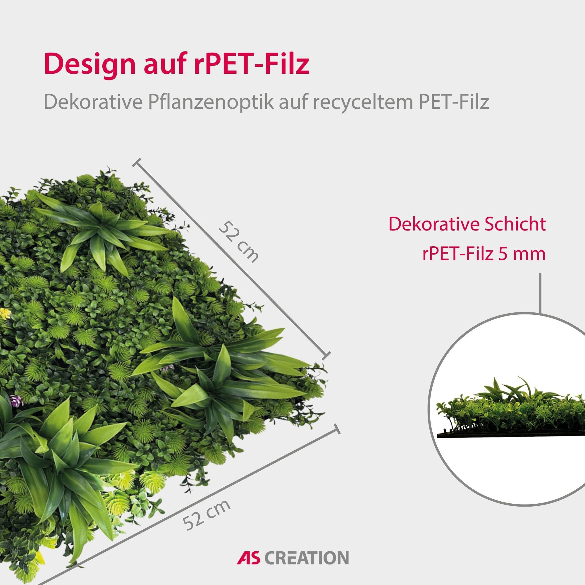 Architects Paper 3D Wandpaneel »A.S. Création Modular Wall Wandpaneel Pflanzenoptik« 1 tlg. Kunstpflanzen auf rPET-Filz für farbstarke botanische 3D-Wände