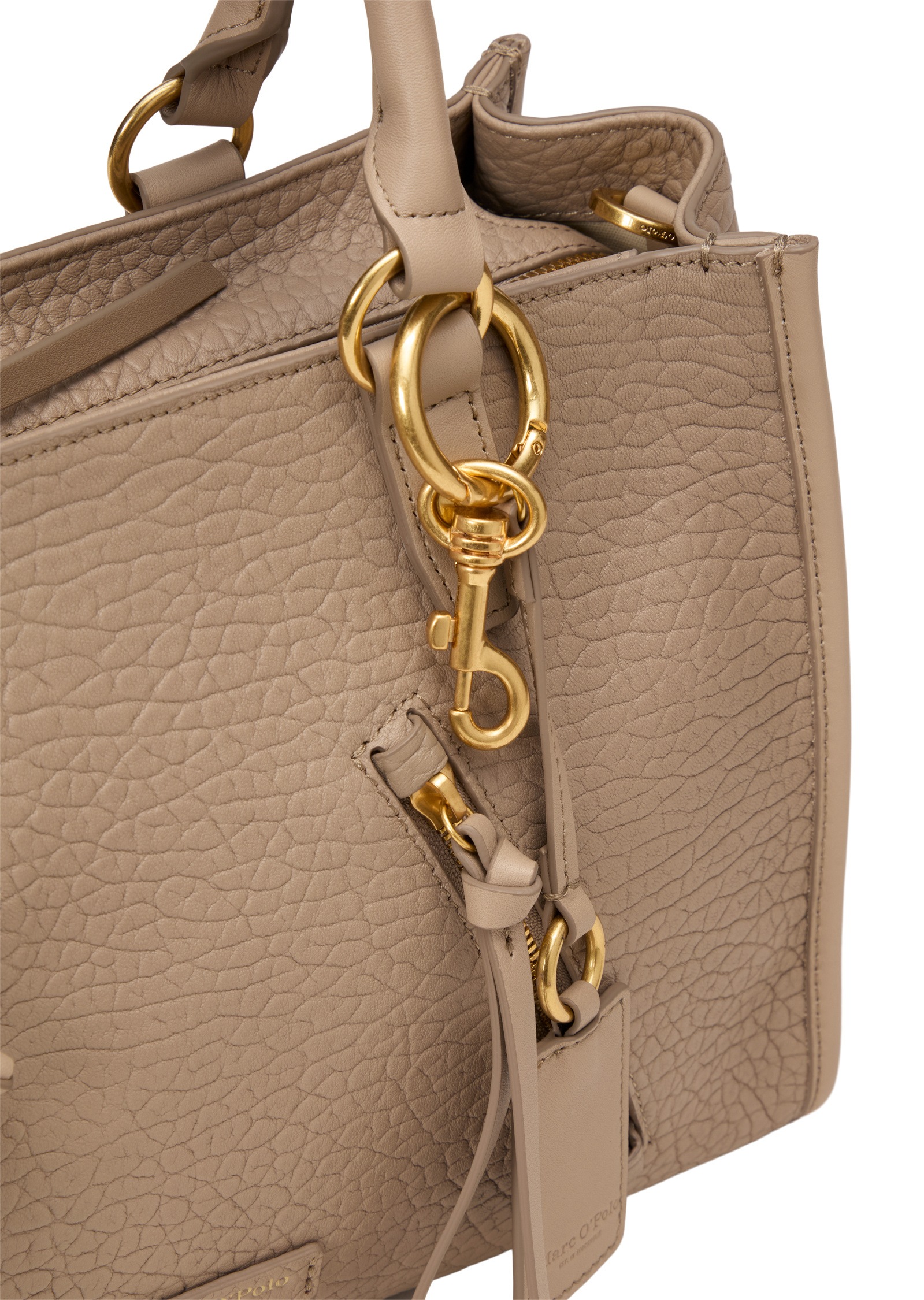 Shopper MARC O'POLO "aus strukturiertem Schafleder", Damen, Gr. B/H/T: 12cm x 23cm x 14cm, earthy taupe, Leder, unifarben, Taschen Shopper 2