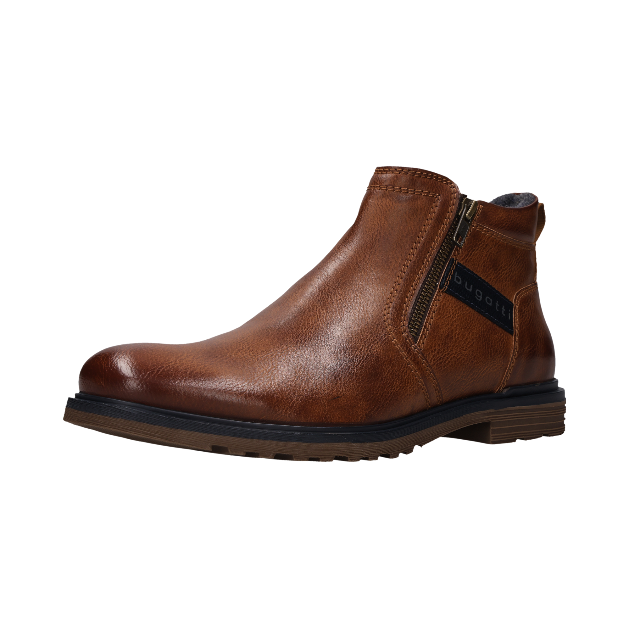 bugatti Stiefelette  Zipper Boots, Reißverschluss-Stiefelette mit Profillaufsohle