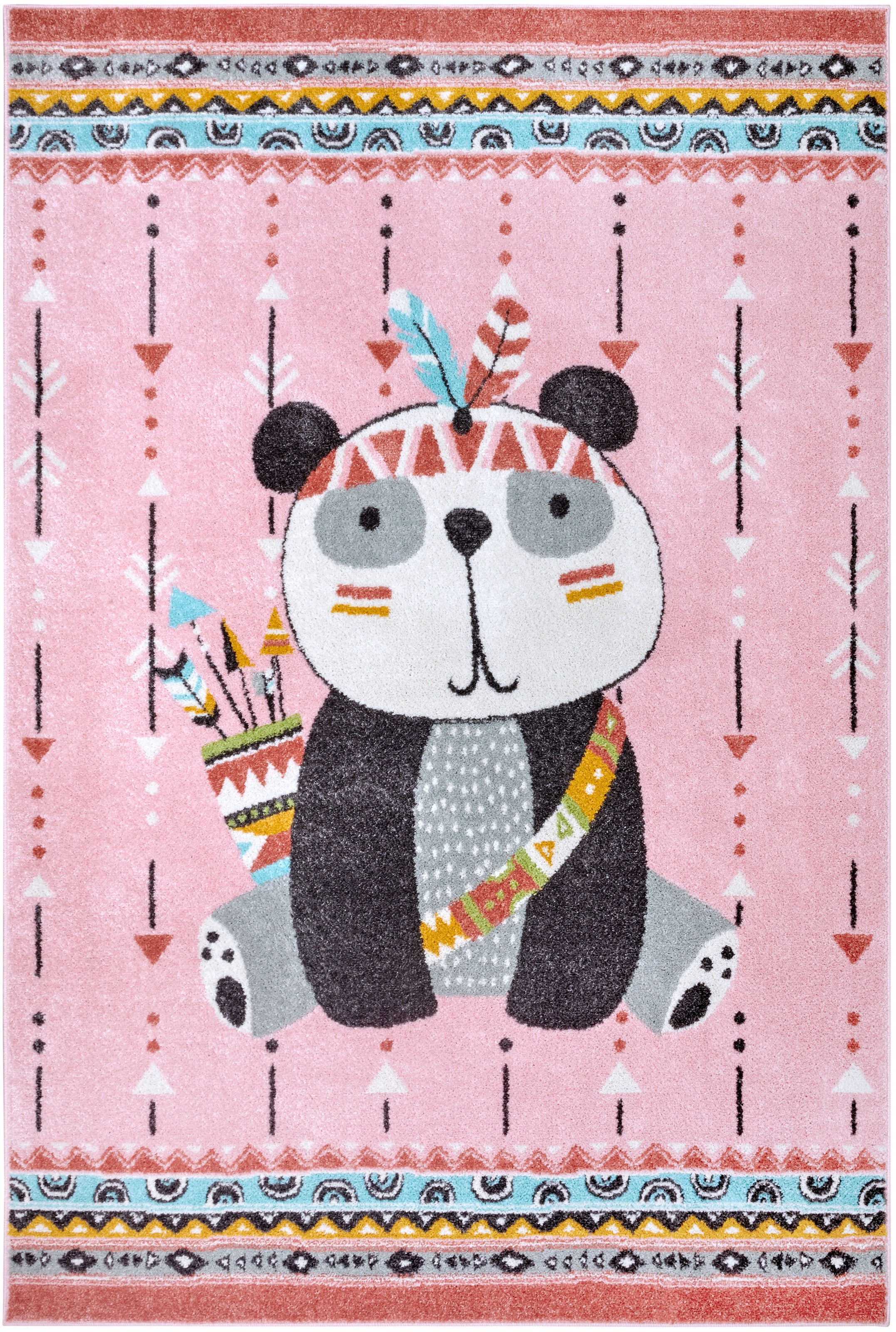 HANSE Home Kinderteppich "Adventures Panda", rechteckig, 7 mm Höhe, Spielteppich, weich, Kinderzimmer, Kurzflor, Spielun