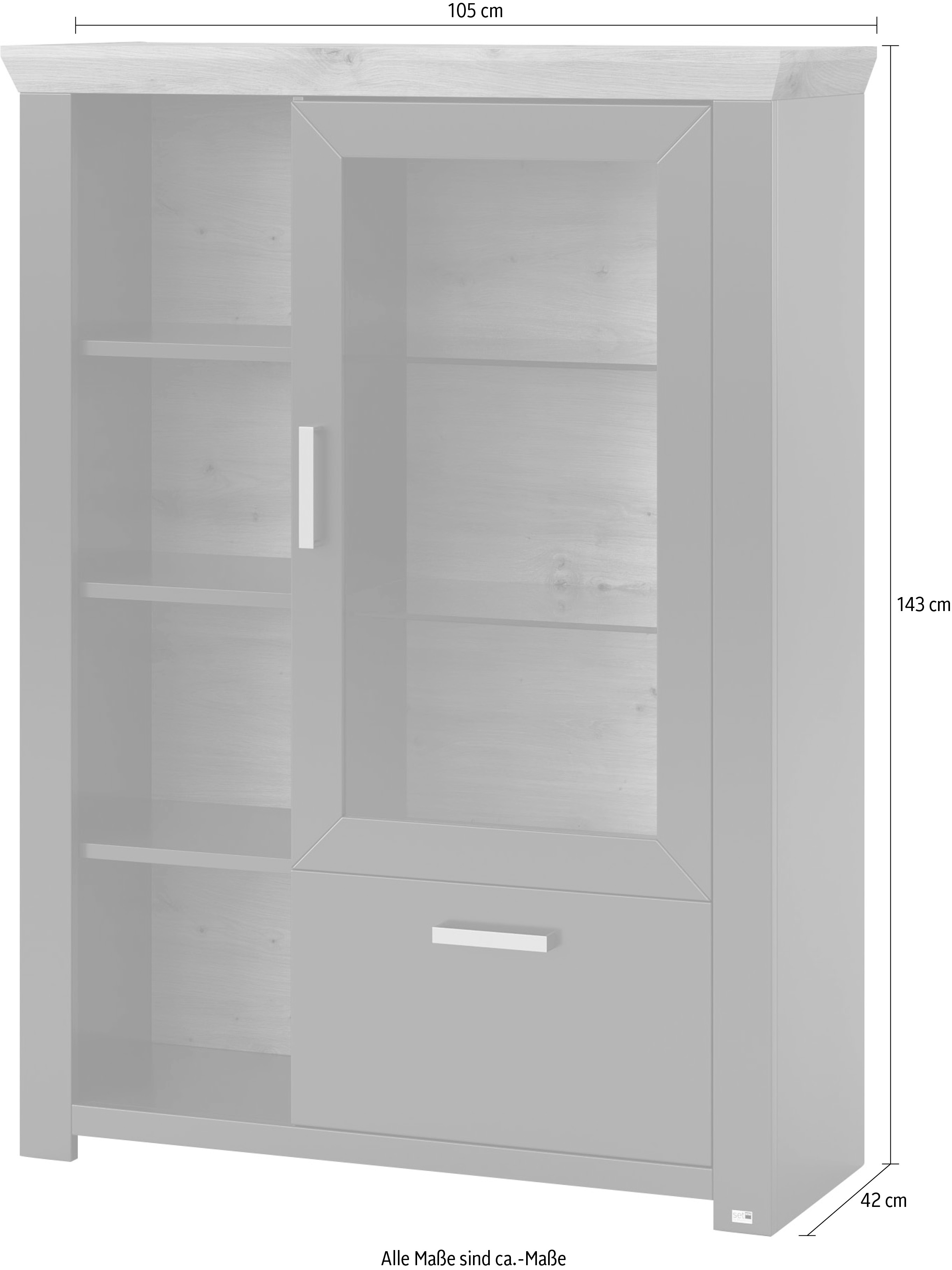 set one by Musterring Highboard »York«, Typ 13 und 14, mit Glastür und Schubkasten, 3 Farbvarianten, B 105 cm