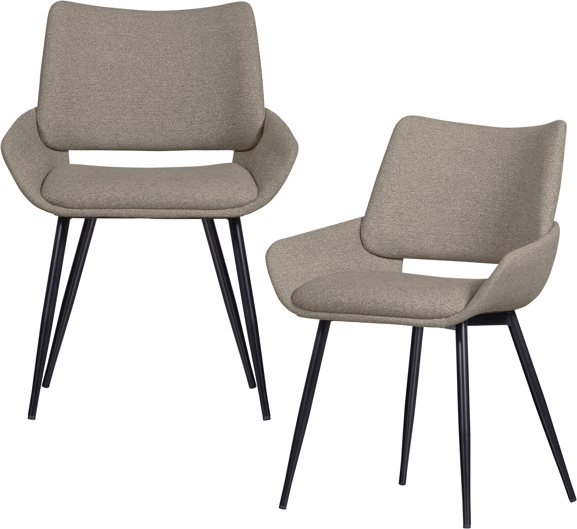 WOOOD Esszimmerstuhl "Parade mit konischen Metallbeinen und Melange-Bezug B58 x T55 x H83 cm" (Set) 2 Stk.Sehr hohe Verschleißfestigkeit, schalenförmige, Tragkraft 150 kg