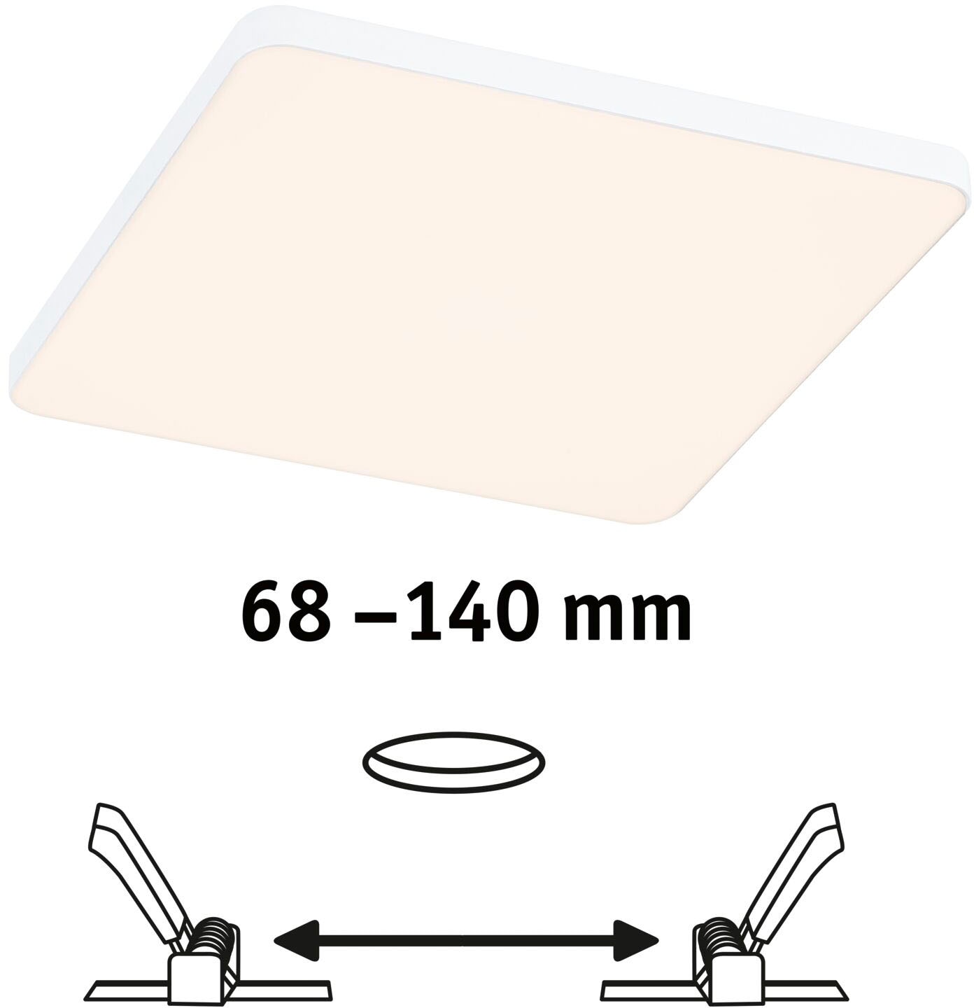 Paulmann LED Einbauleuchte »Veluna VariFit Edge IP44 eckig 160x160mm 1100lm 3000K Weiß dimmbar«, 1 flammig, LED Einbaupanel IP44 eckig 160x160mm 1100lm 3000K Weiß dimmbar