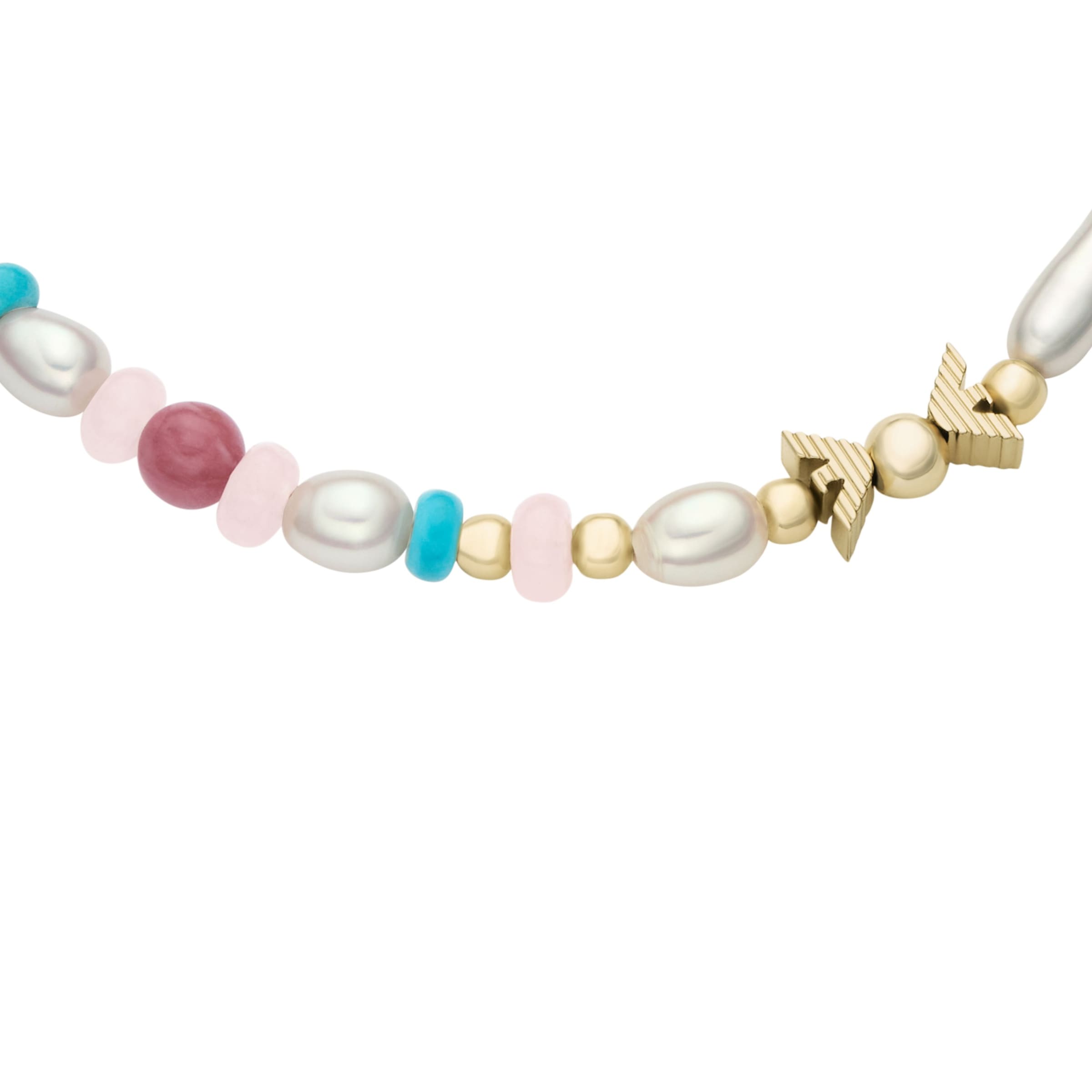 Emporio Armani Armband »Schmuck Geschenk Metall ICONIC TREND« mit Rosenquarz, Türkis, Aventurin, Rhodonit - mit Perlen
