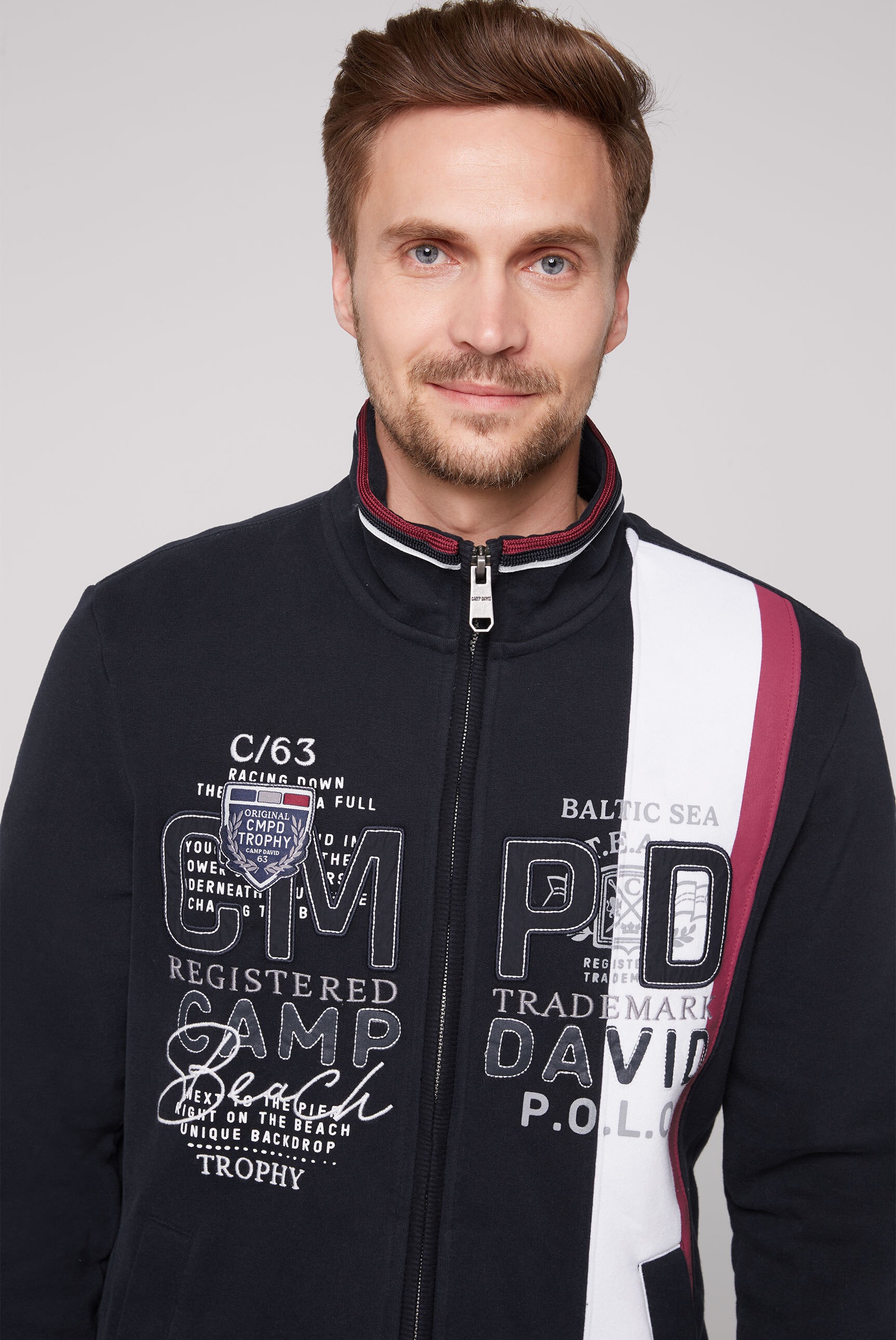 CAMP DAVID Sweatjacke, mit Stehkragen