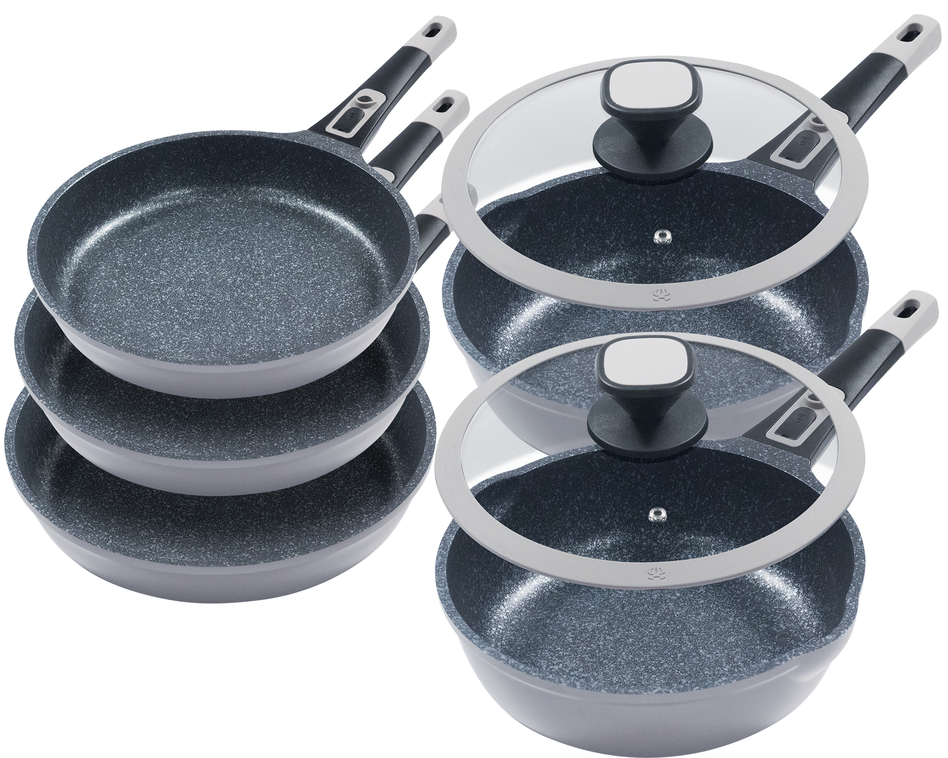 KING Pfannen-Set ""Moonscape 5er", inkl. 2 Glasdeckel" Aluminiumguss Set, 5 günstig online kaufen