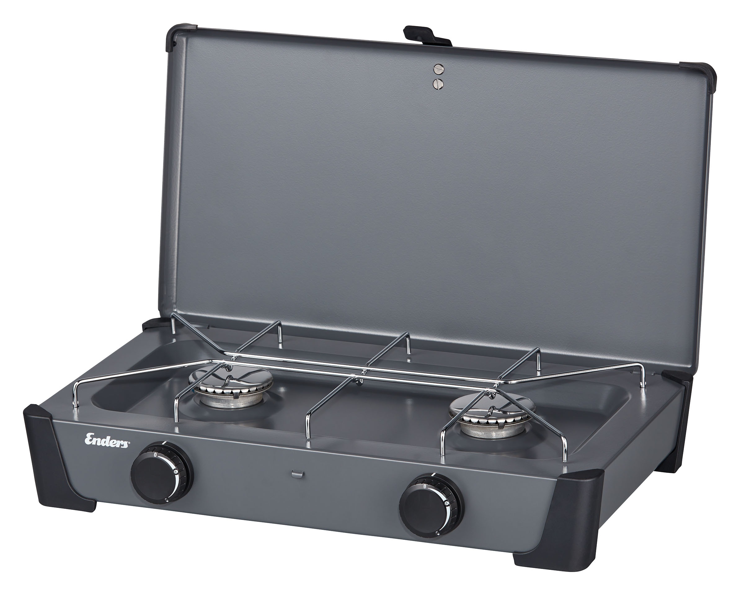 Enders Gaskocher "Bondy 2" Edelstahl Stahl 28 cmx49 cm Campingkocher mit 2 leistungsstarken Brennern