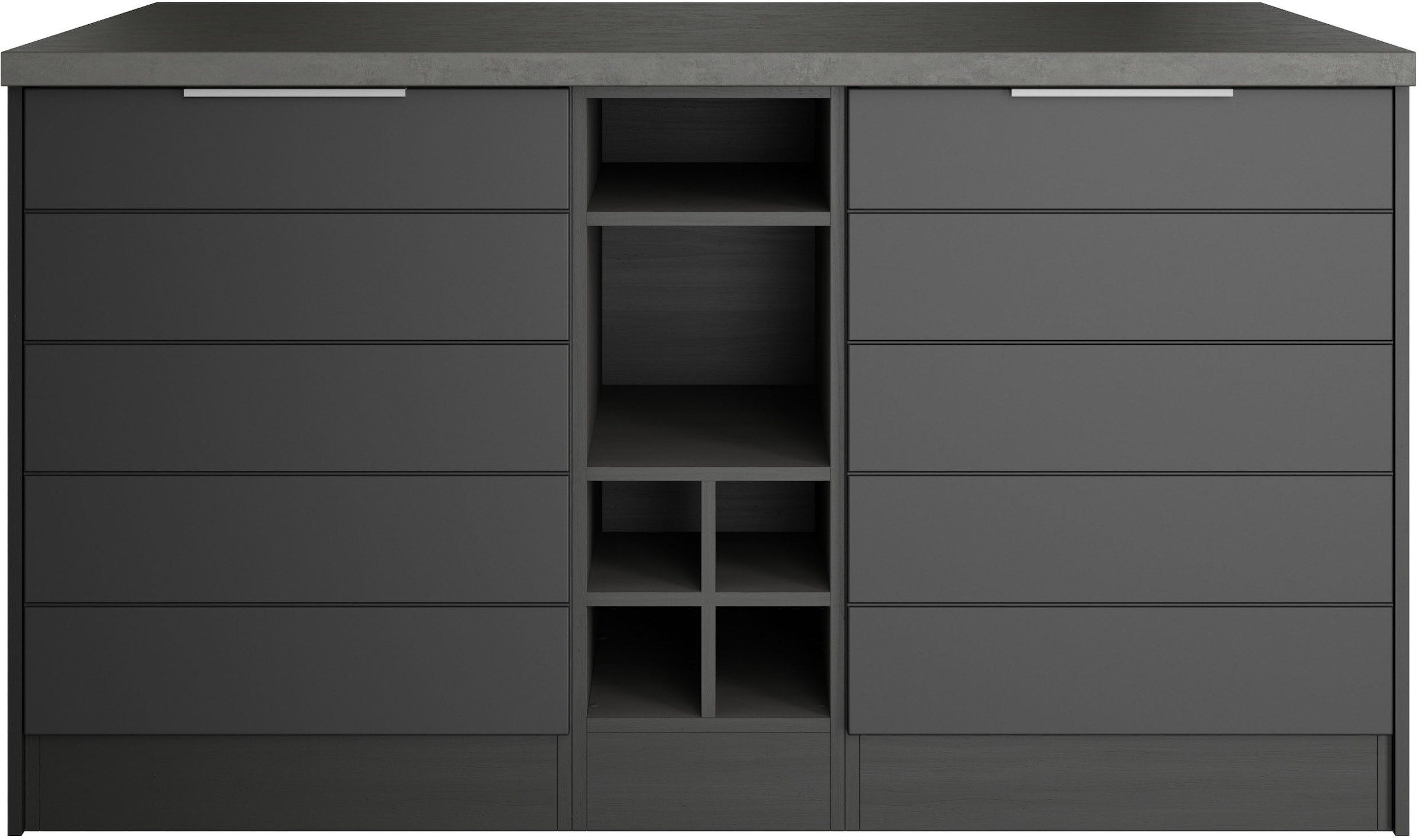 KOCHSTATION Kücheninsel »KS-Luhe, Breite 153 cm, mit Flaschenregal«, MDF-Fronten, Arbeitsplatte 38mm stark