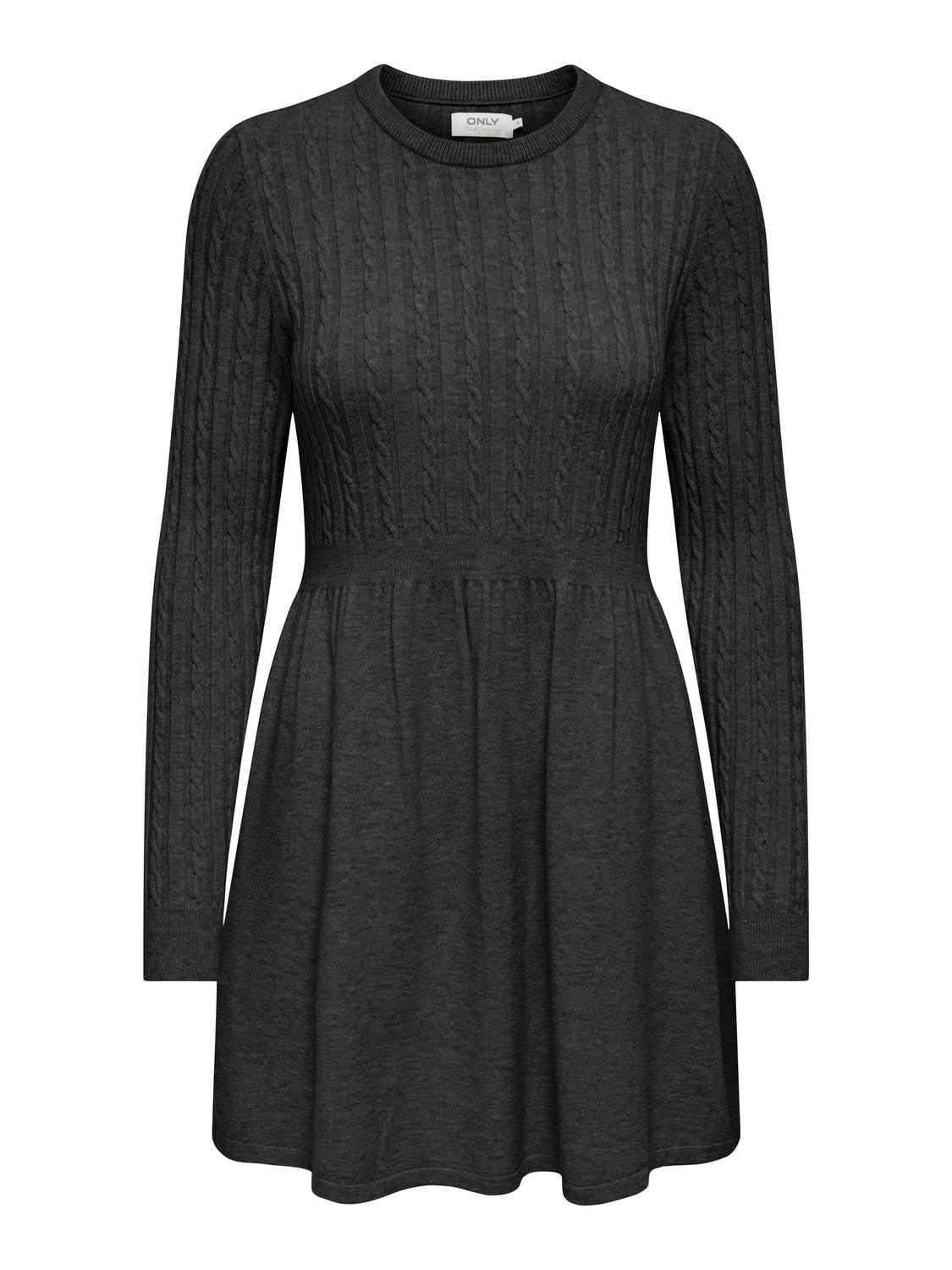 ONLY Strickkleid »ONLFIA LS CABLE DRESS KNT«, tailliert und mit dezentem Zopfstrickmuster im Oberteil