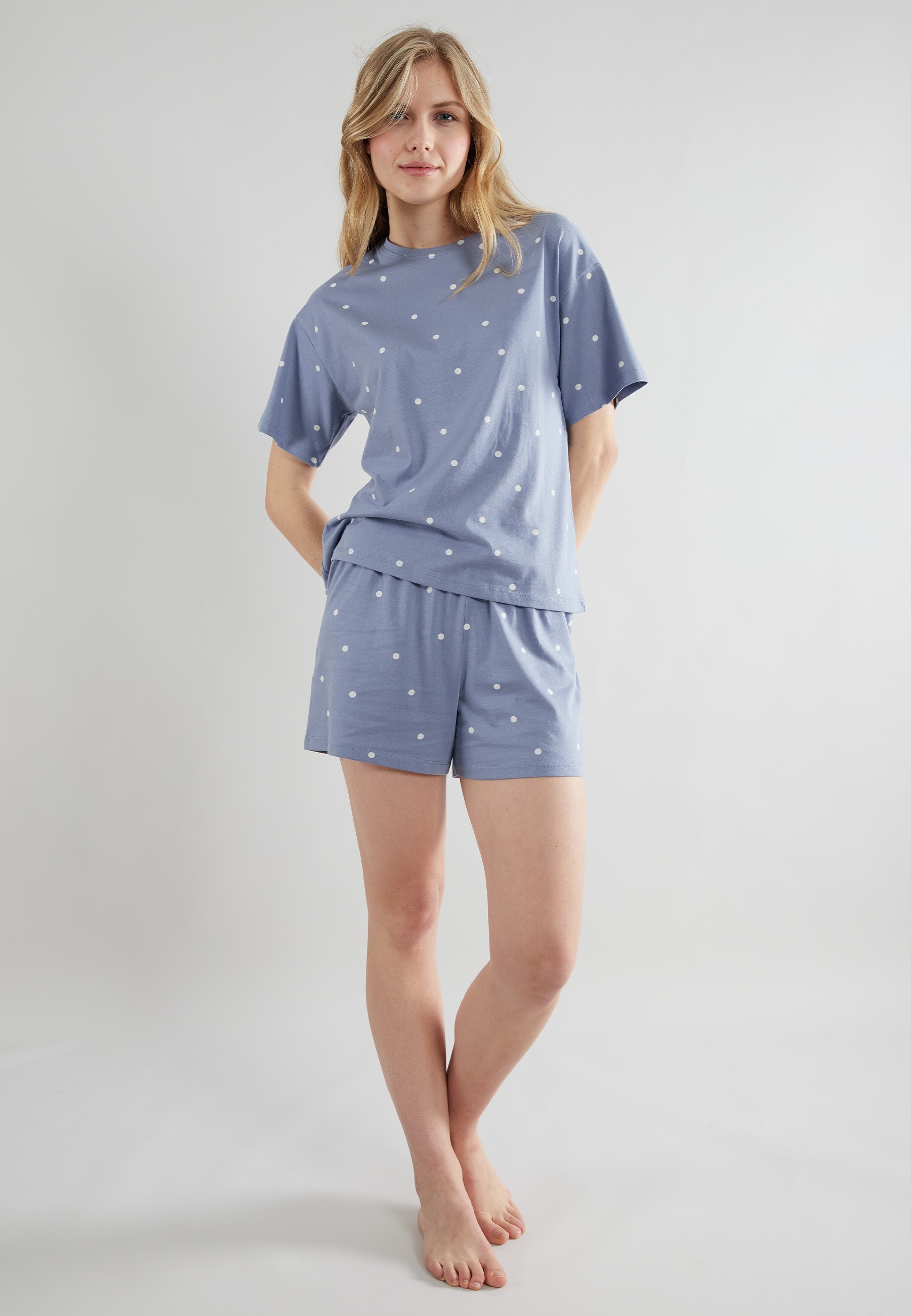 TOM TAILOR Shorty "Charlotte", (2 tlg.), gepunktet, Kurzarm, Rundhalsaussch günstig online kaufen