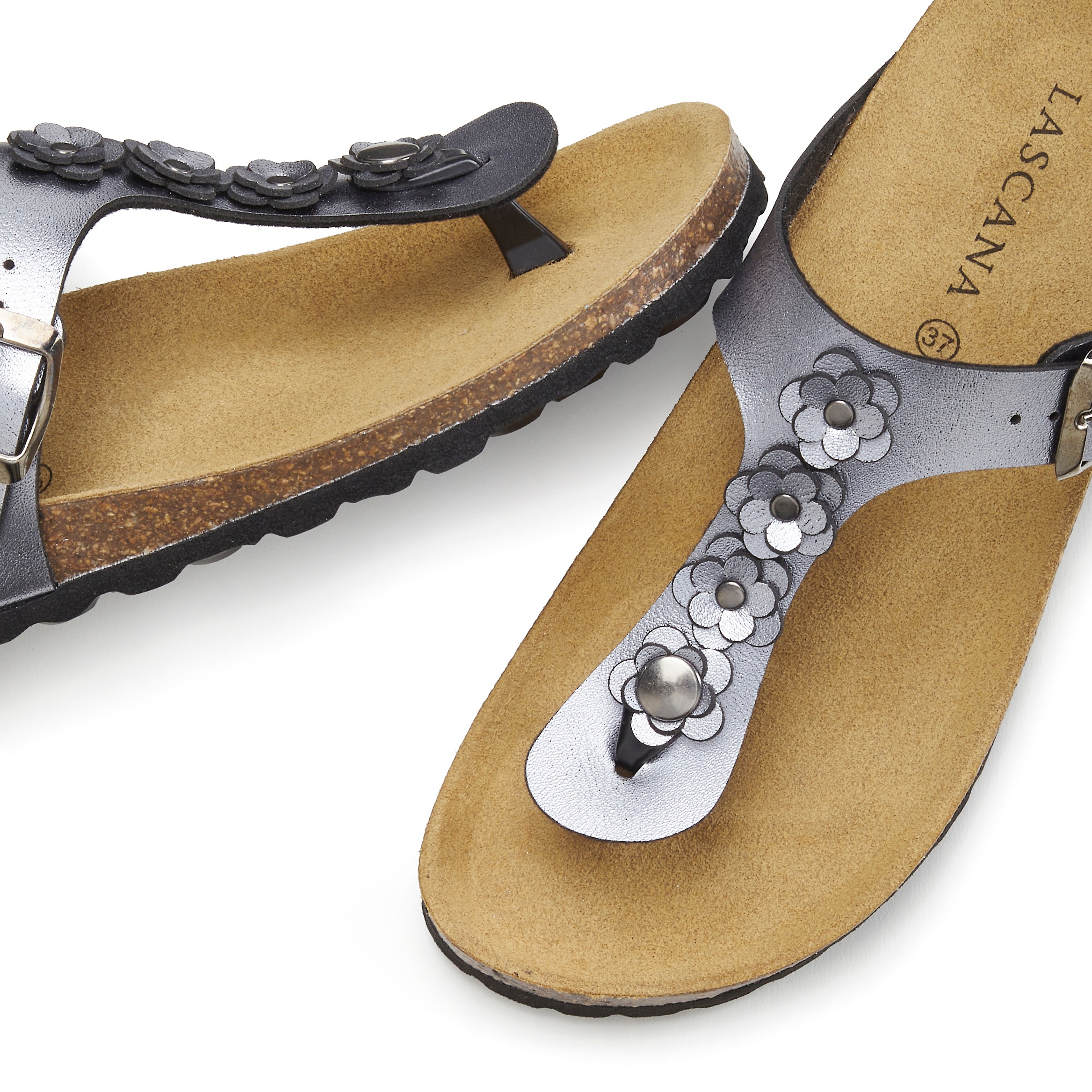 LASCANA Thong Sandals Silver Size 42 3