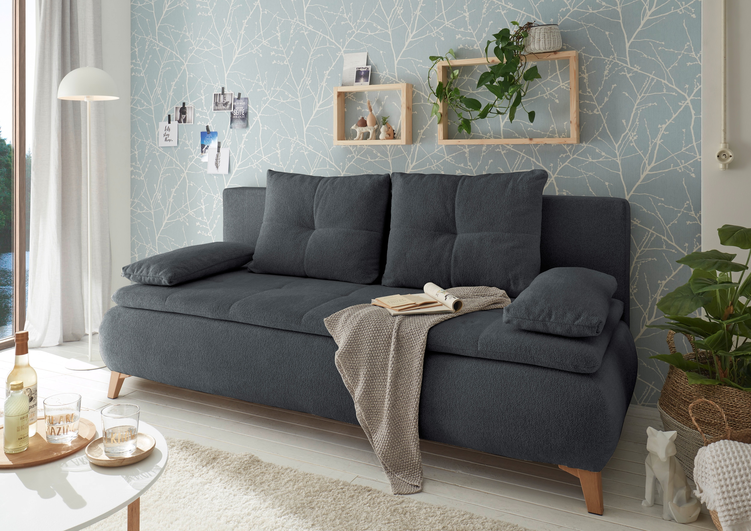 ED EXCITING DESIGN Schlafsofa »Magnus«, mit Bettfunktion und Bettkasten, sowie Rücken- und Armlehnkissen