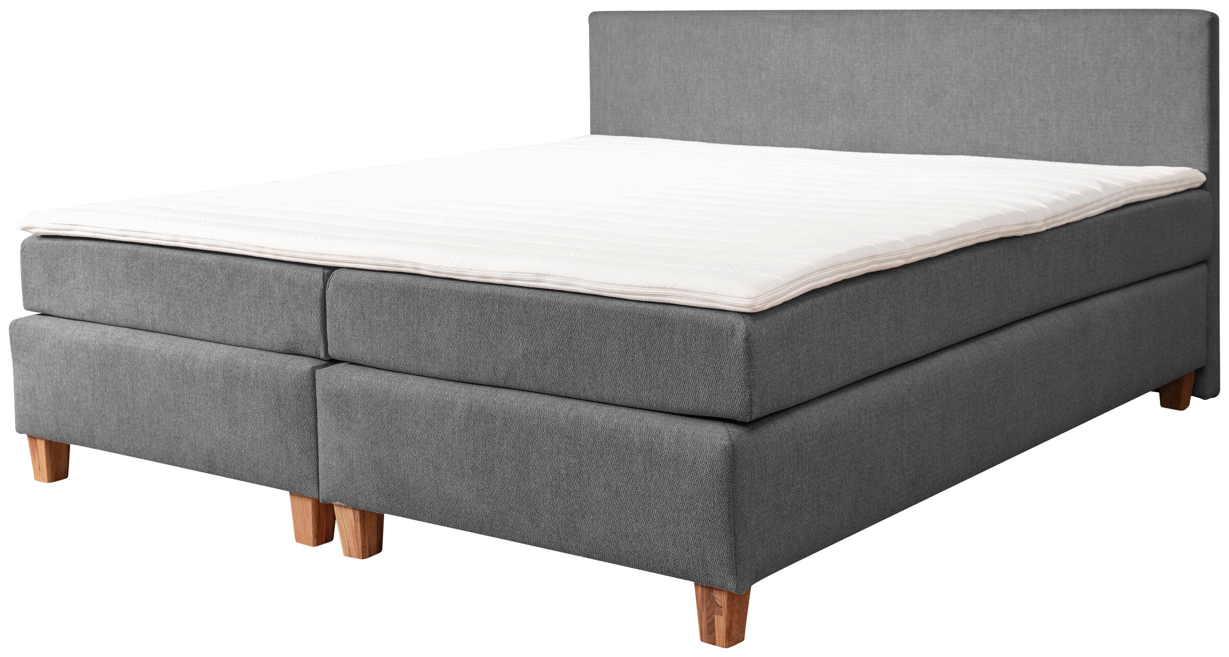 Boxspringbett ALINA, grau (dunkelgrau tcm 89), B:181cm L:206cm, Struktur fein TCM (100% Polyester), Komplettbetten, Boxspringbett, inklusive Matratze und Topper, in diversen Ausführungen
