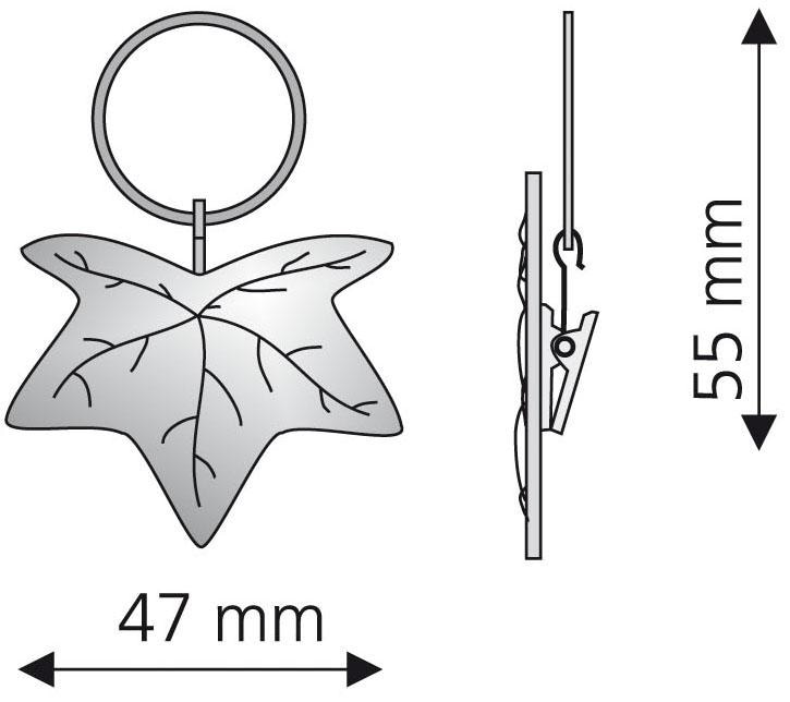 Liedeco Gardinenring »Blatt«, (Packung, 4 St., mit Dekoklammer), für Gardinenstangen Ø 16 mm