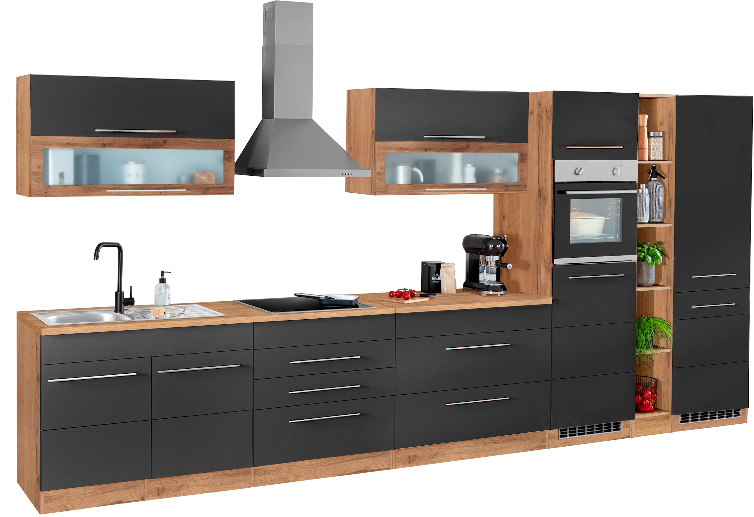 KOCHSTATION Küchenzeile "KS-Wien" Breite 440 cm, wahlweise mit E-Geräten und Induktion
