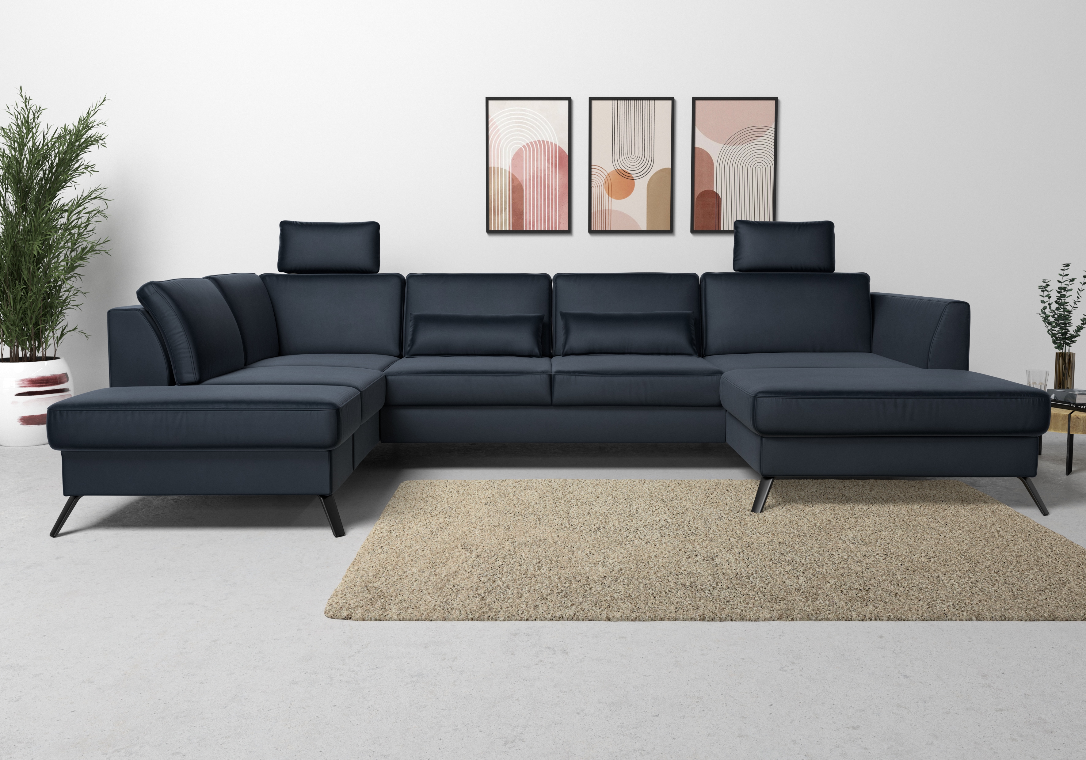 sit&more Wohnlandschaft "Olsen U-Form" inklusive Sitztiefenverstellung, optional Schlaffunktion, 15cm hoch