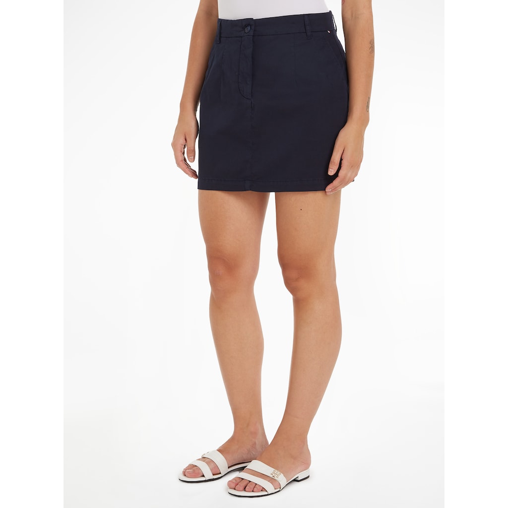 Tommy Hilfiger Minirock »COTTON GMD CHINO SKIRT«, Webrock mit Logostickerei