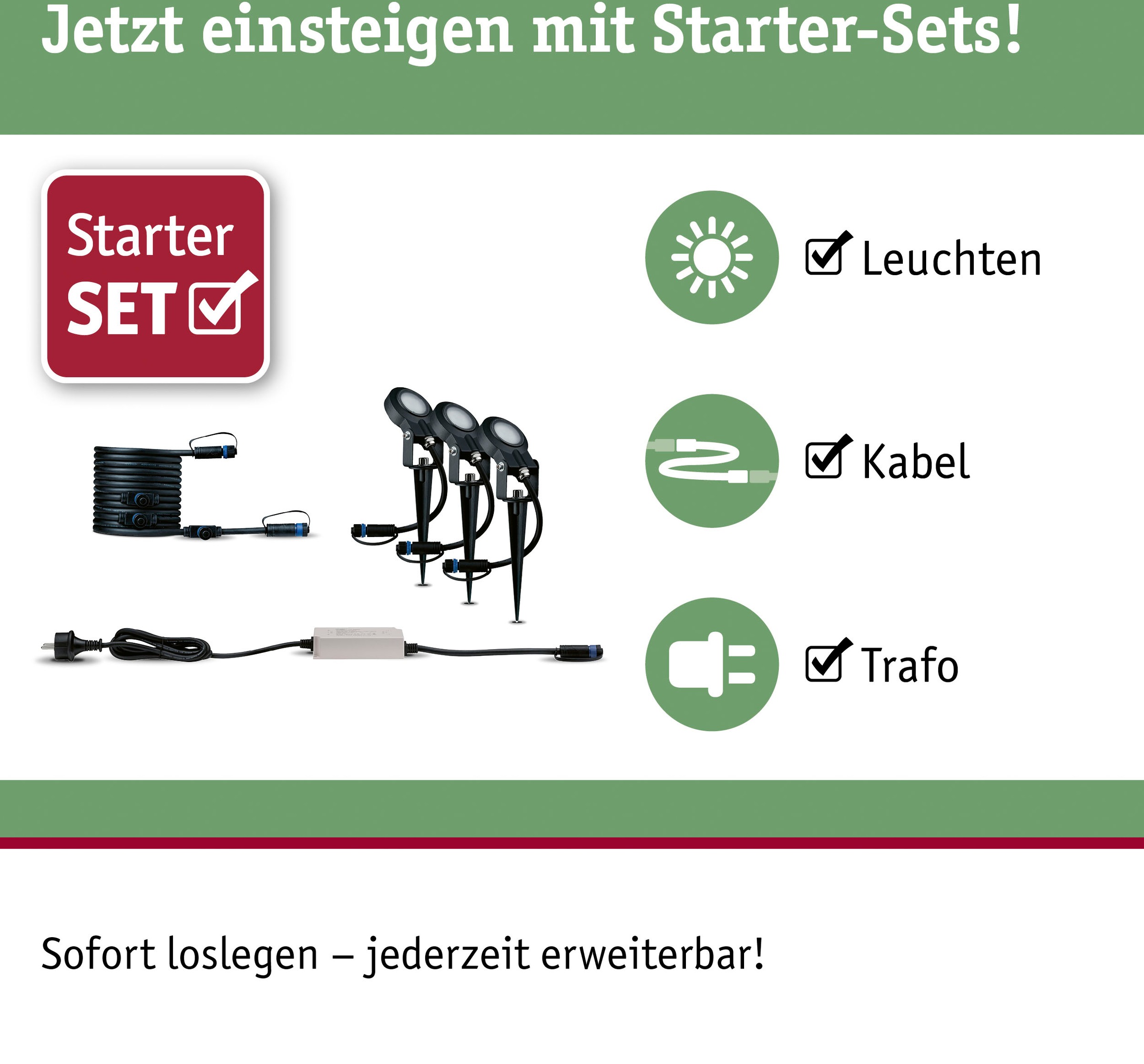 Paulmann LED Gartenstrahler »Plug & Shine«, 3 flammig-flammig, LED-Modul, IP67, 3000K