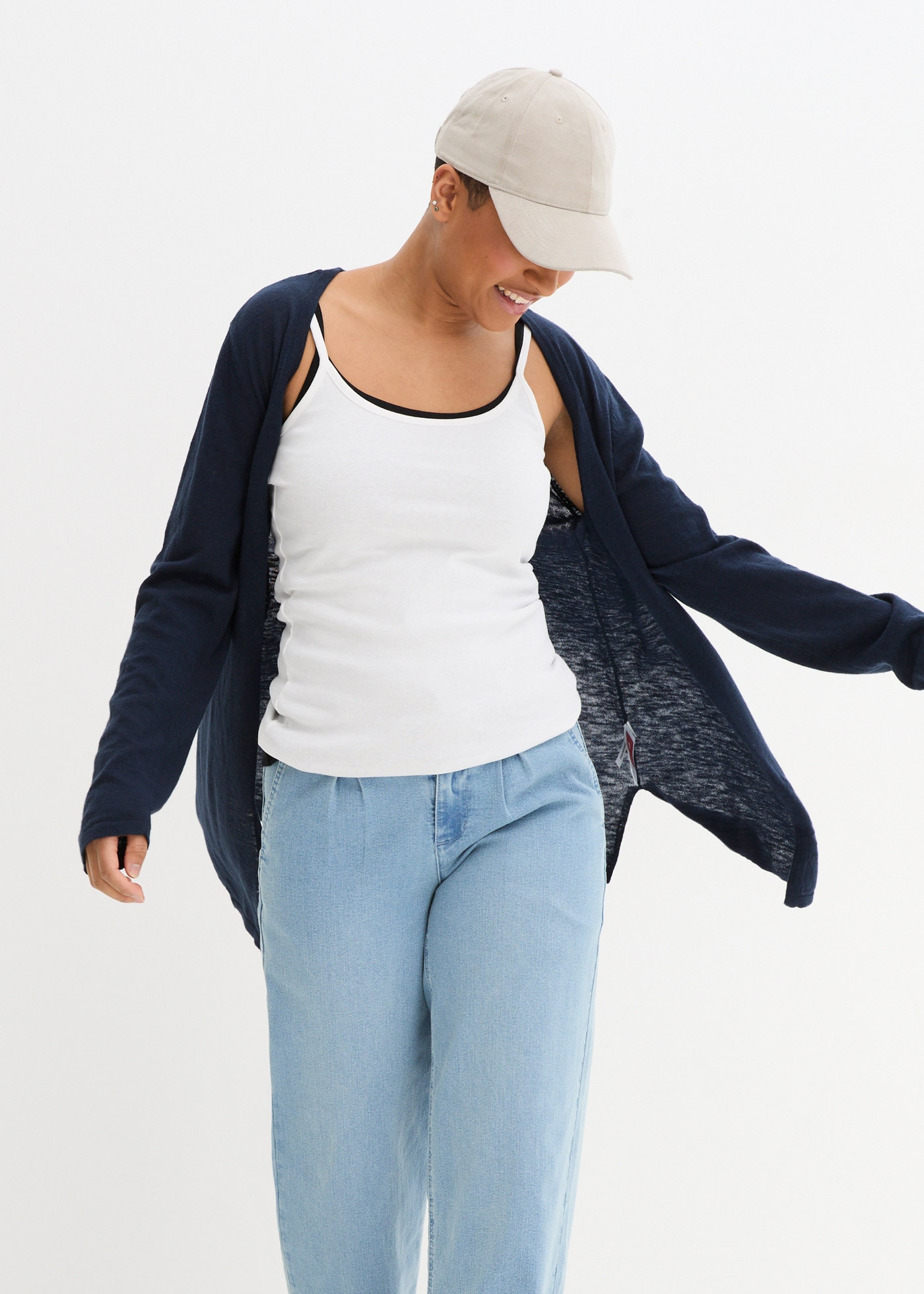 bonprix Strickjacke , Strickjacke aus reiner Baumwoll-Slub Qualität
