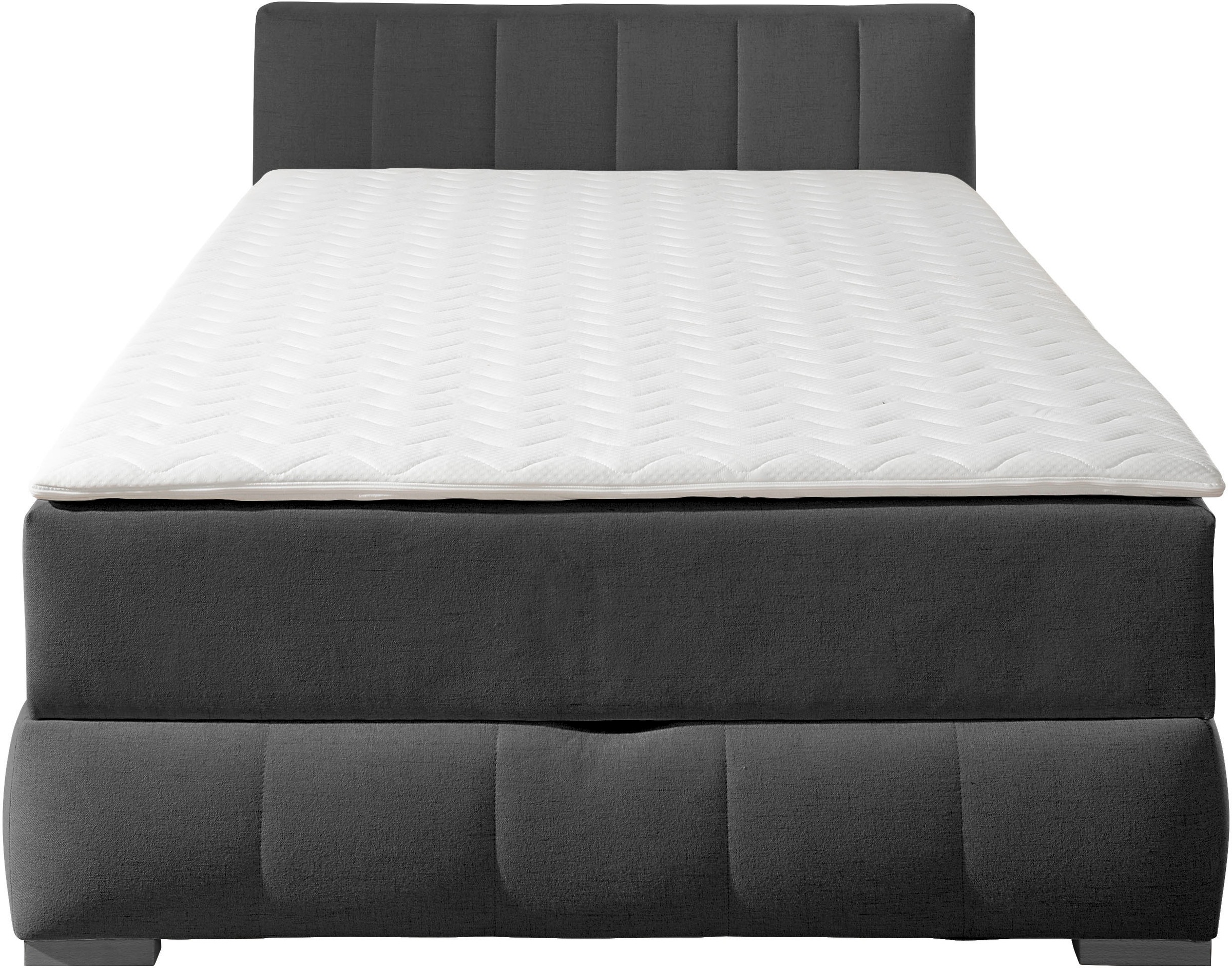 Boxbett HOME AFFAIRE "Chelles", grau (anthrazit), B:147cm L:225cm, Komplettbetten, inkl. Topper und Bettkasten 2