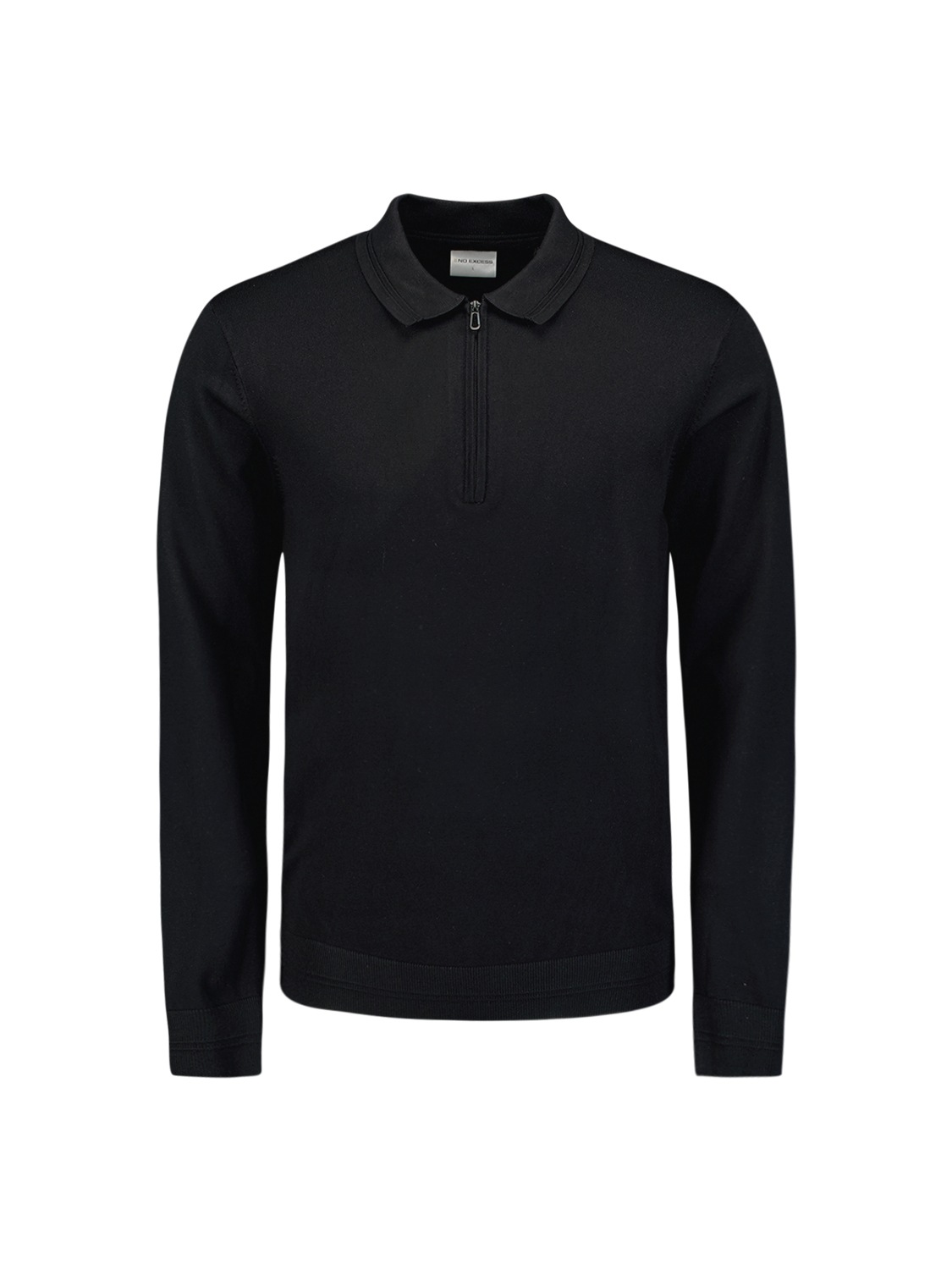 NO EXCESS Rundhalspullover »No Excess Polo-Pullover mit halbem Reißverschluss«