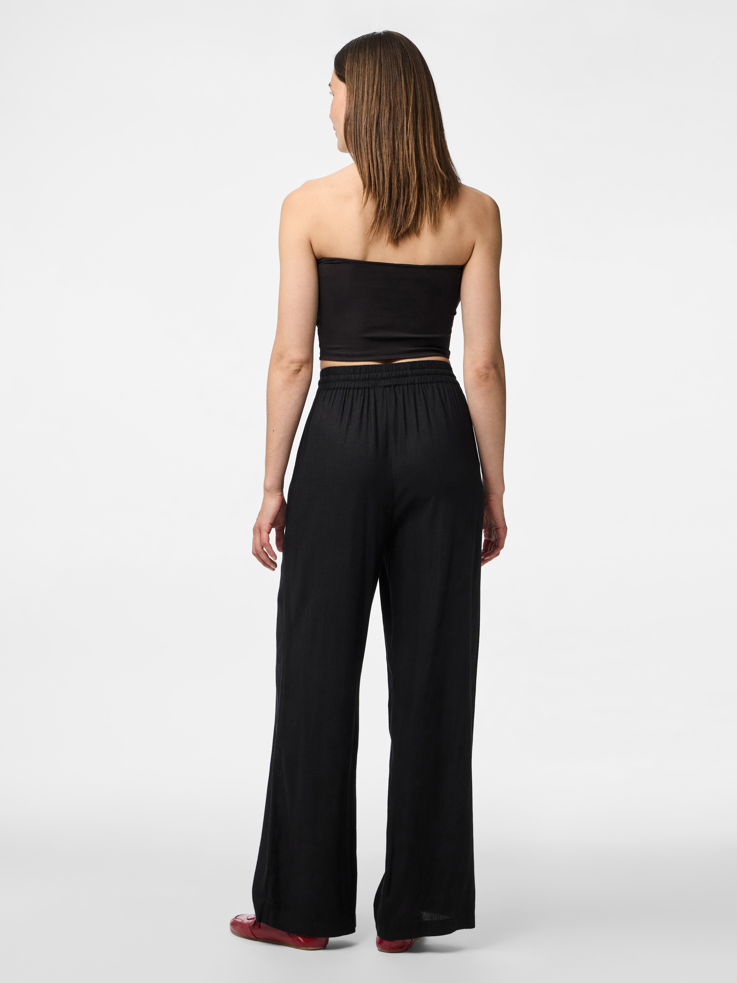 pieces Schlupfhose »PCPIA HW WIDE PANTS WVN NOOS«, Sommerhose, mit Leinen