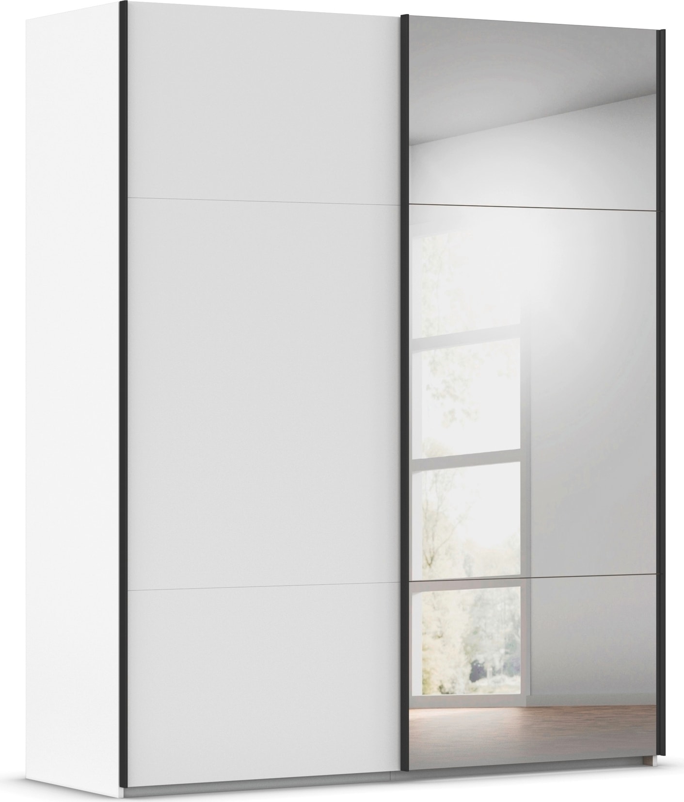 rauch Schwebetürenschrank "Kleiderschrank Schrank Garderobe Schlafzimmerschrank CONTIDO" 3 verschiedene Ausstattungen BASIC/CLASSIC/PREMIUM (inkl. SOFT-CLOSE), aus hochwertigem Material in 6 Breiten 2 Griff-Farben MADE IN GERMANY