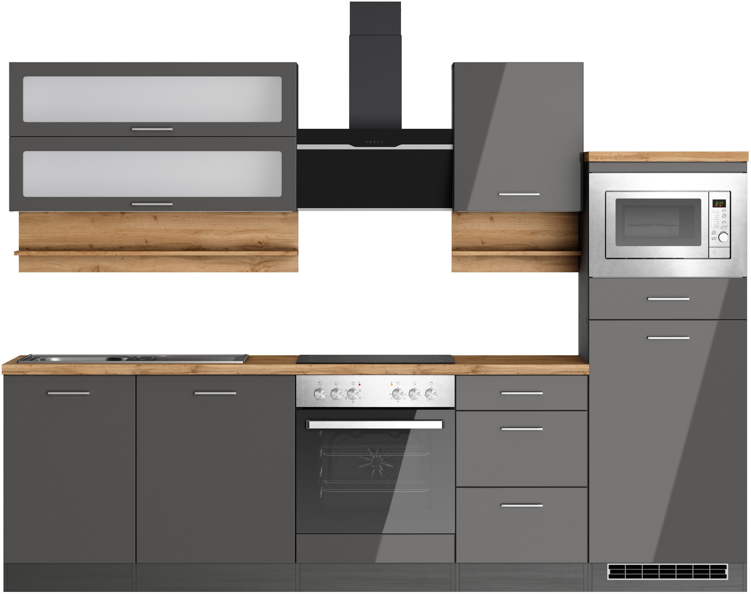 KOCHSTATION Küchenzeile "KS-Milan", 280 cm breit, robuste Metallauszüge, vi günstig online kaufen