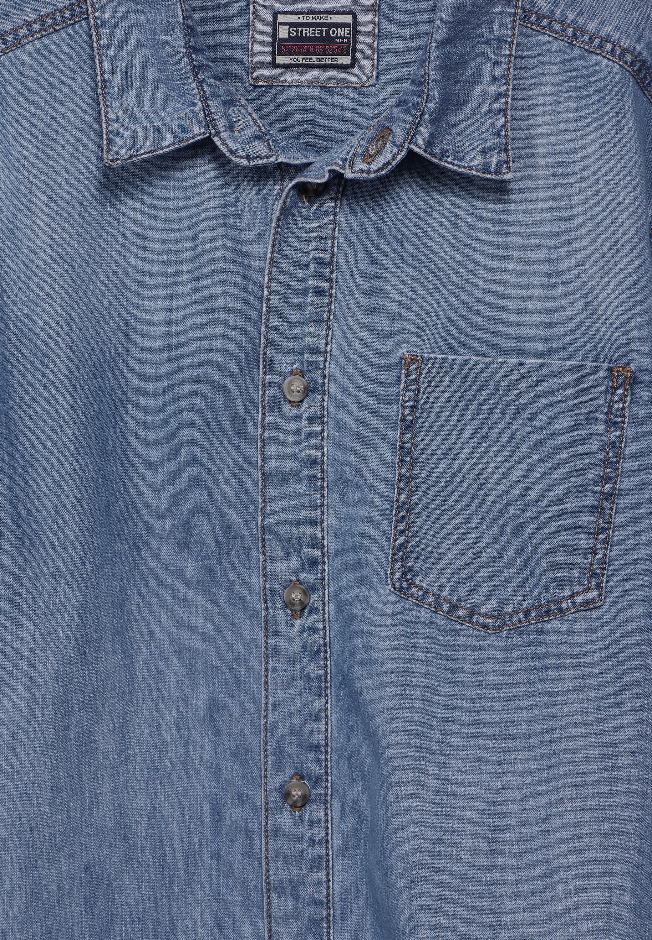 STREET ONE MEN Jeanshemd, aus reiner Baumwolle