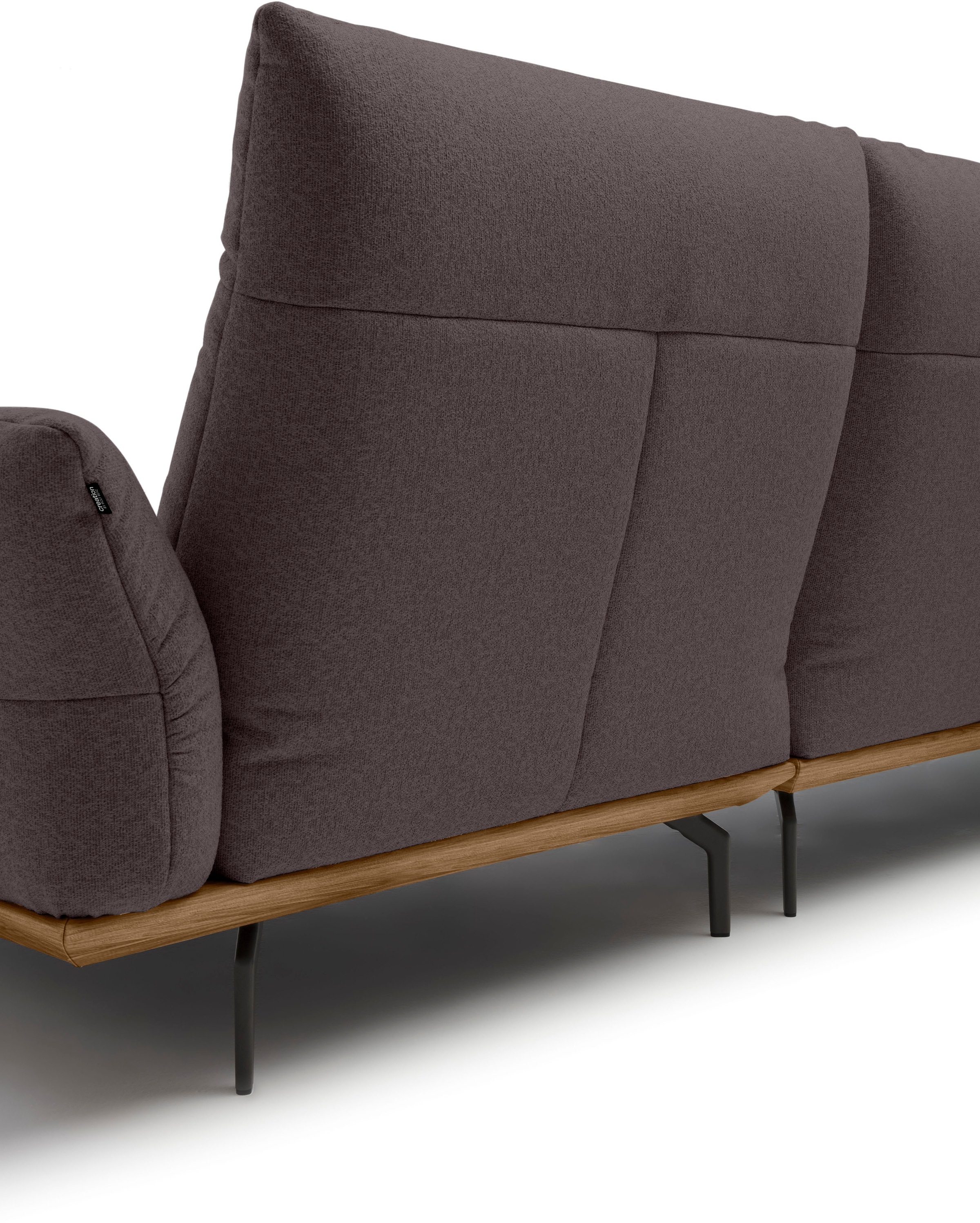 Creation BY ROLF BENZ Ecksofa »CR.460«, Sockel in Nussbaum, Winkelfüße in Umbragrau, Breite 338 cm