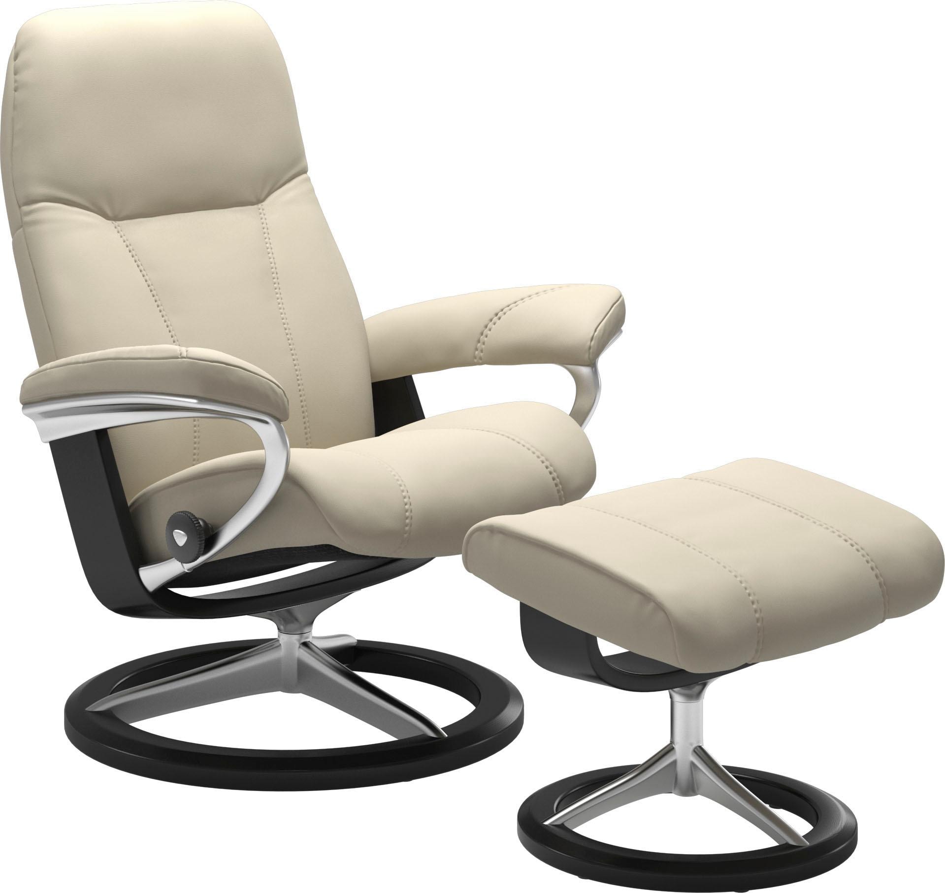 Stressless® Relaxsessel »Consul«, (Set, Relaxsessel mit Hocker), mit Hocker, mit Signature Base, Größe L, Gestell Schwarz