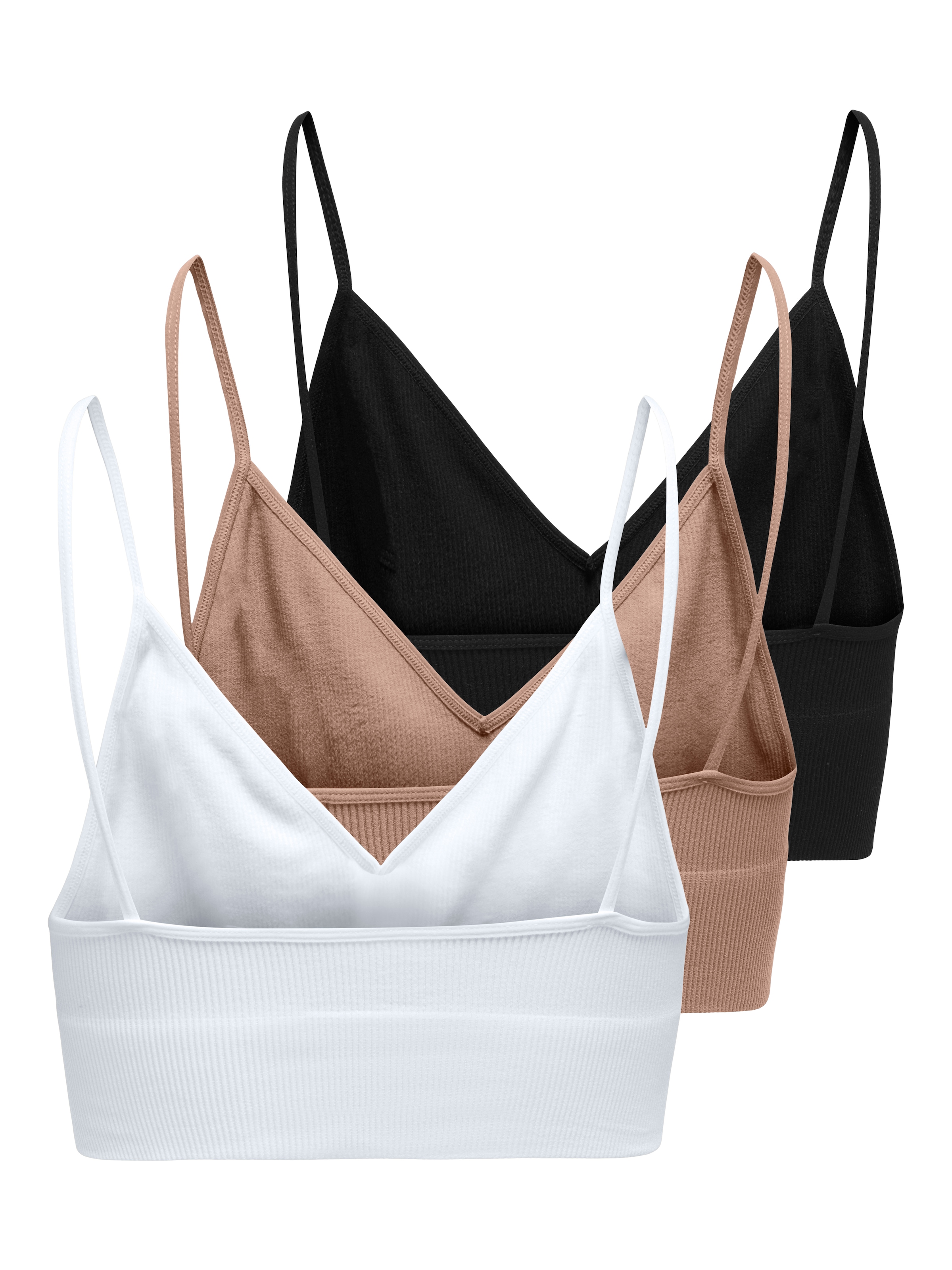 ONLY Bustier »ONLVICKY RIB S-L V-NECK 3-PACK TOP NOOS«