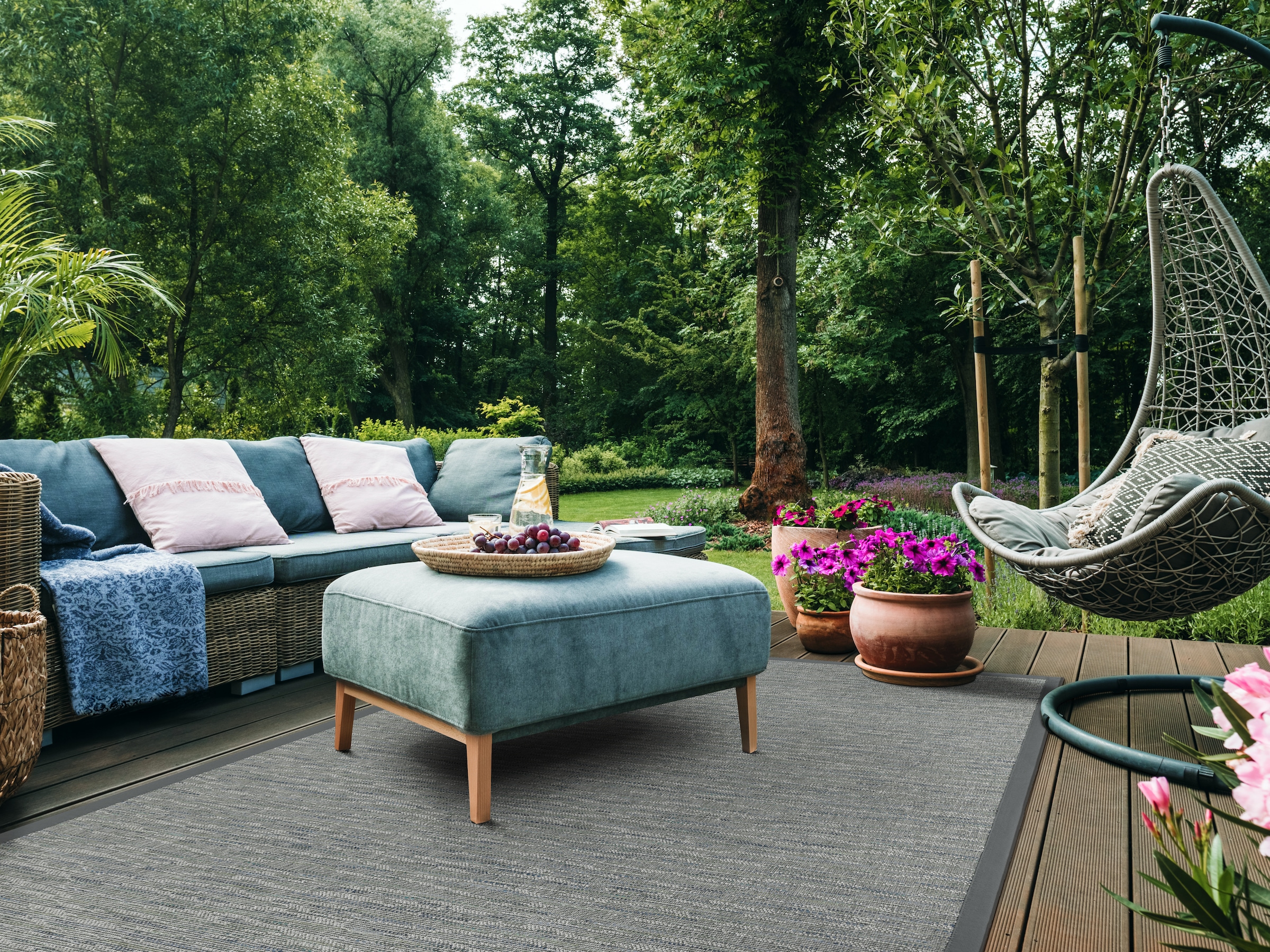 Dekowe Teppich »Basic S2 Multi«, rechteckig, 10 mm Höhe, meliert, Sisaloptik, mit Bordüre, In- und Outdoor geeignet