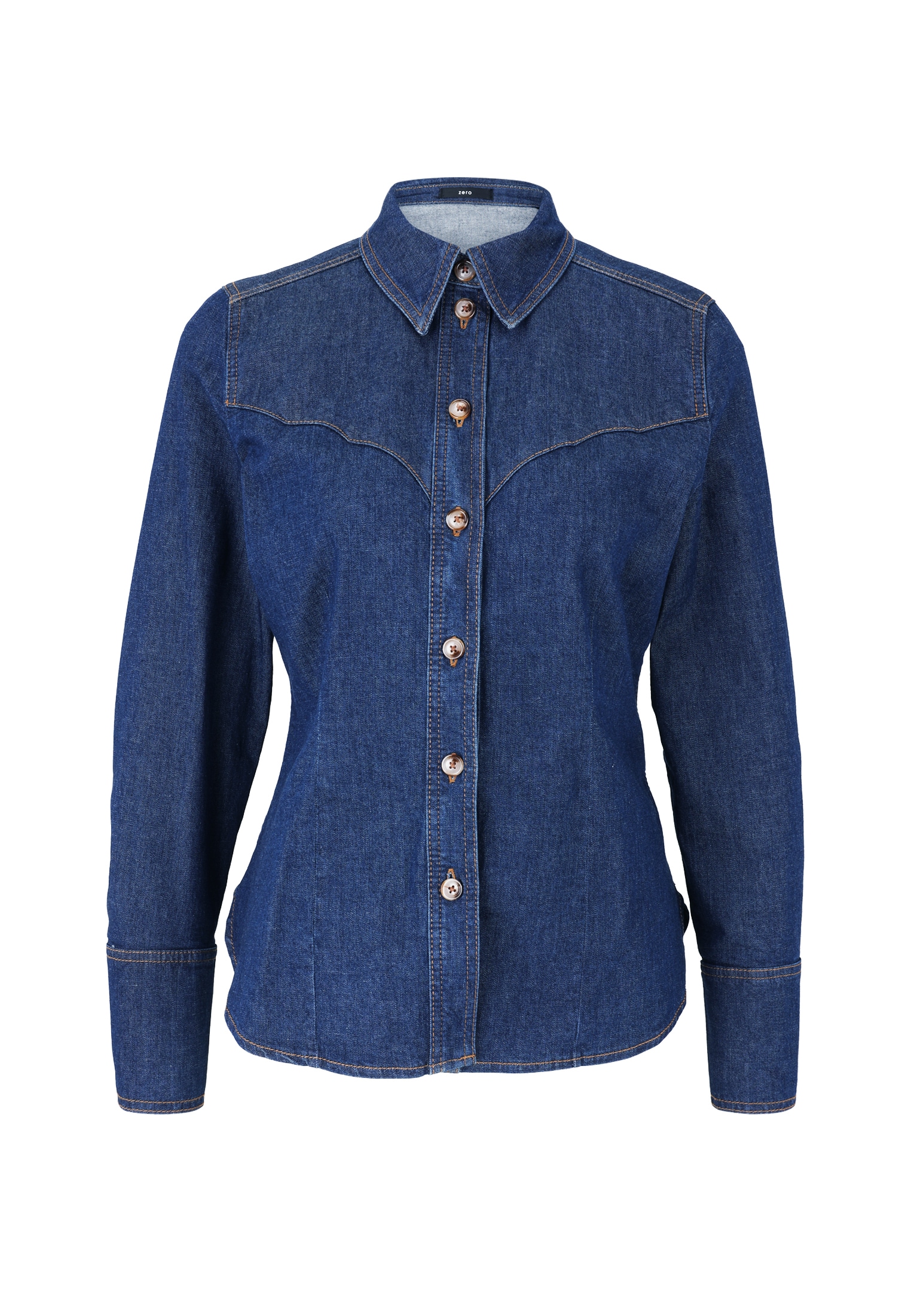 Zero Jeansbluse »zero Damen Jeanshemd mit Knopfleiste«
