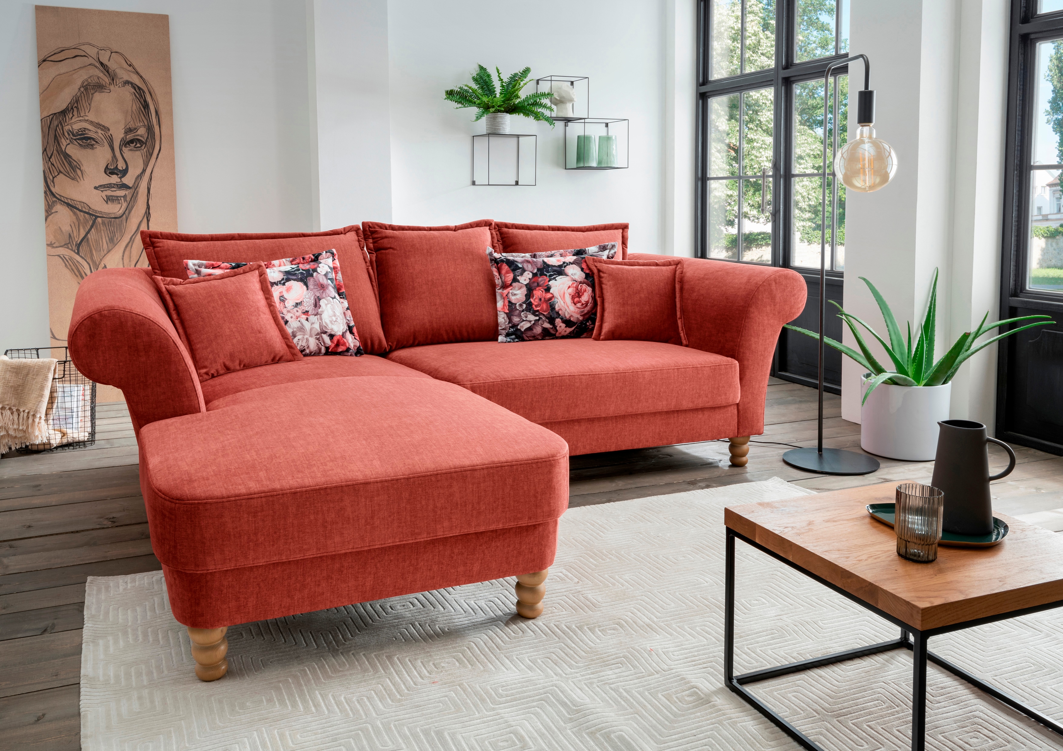 Home affaire Ecksofa "Tassilo Mega Polsterecke mit Kaltschaum im Sitz, bequem, L-Form" hoher Sitzkomfort, Breite 262cm, Komfortsitzhöhe 48cm, zeitlos elegant