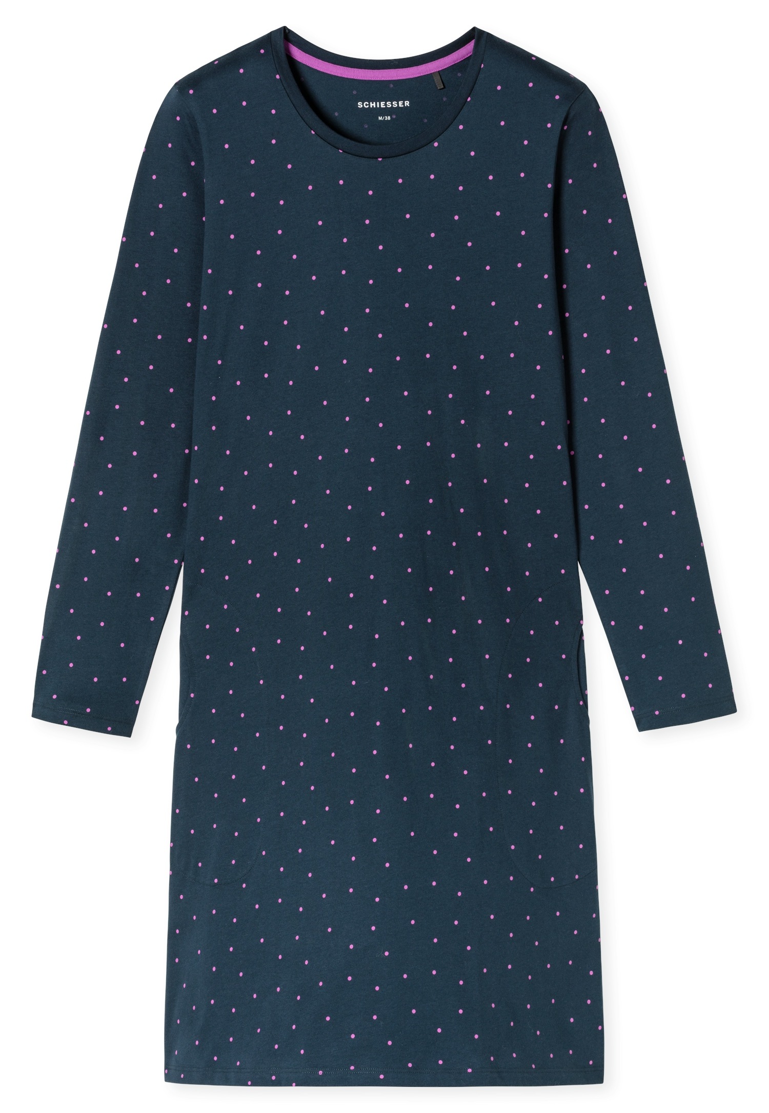 Schiesser Nachthemd »Casual Essentials« Seitennahttaschen mit langen Ärmeln, seitlichen Taschen, Baumwolle, Rundhalsausschnitt