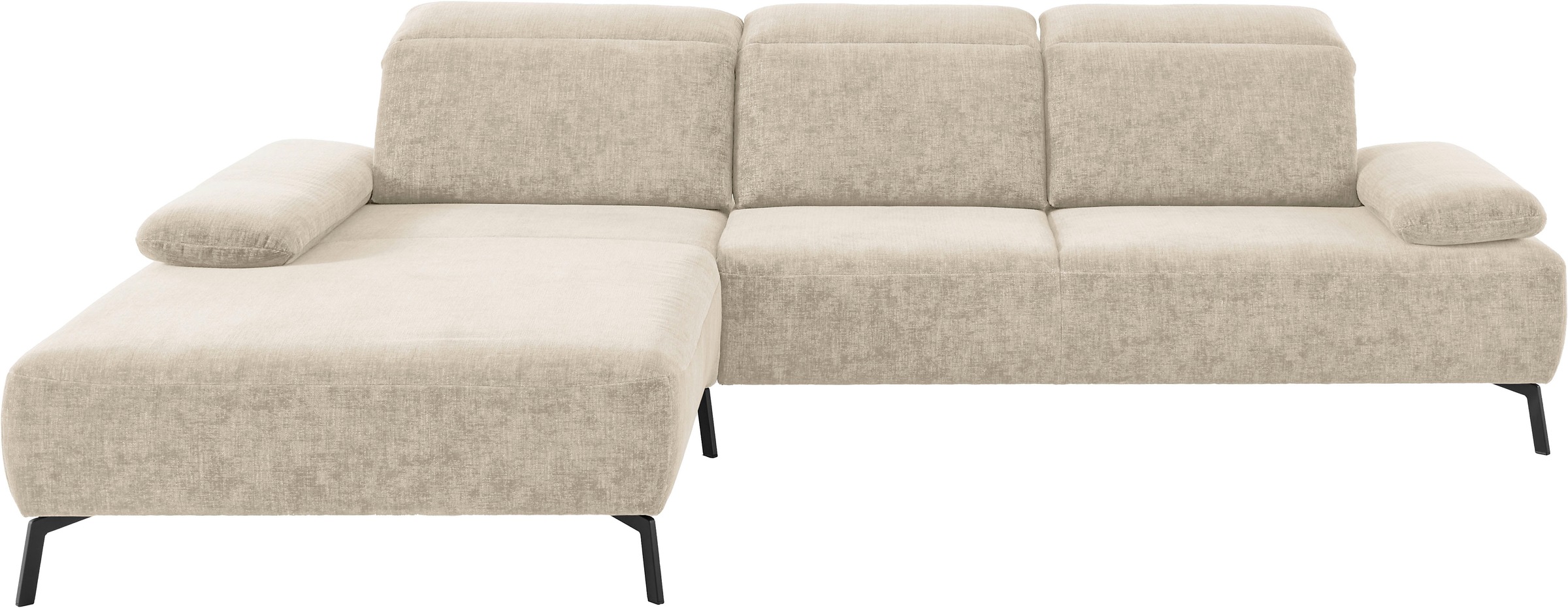 Home affaire Ecksofa "Liora, L-Form mit verstellbarem Kopfteil, Breite 291 cm" klappbare Armlehne, Tonnentaschenfederkern&saugroboterfreundliche Höhe