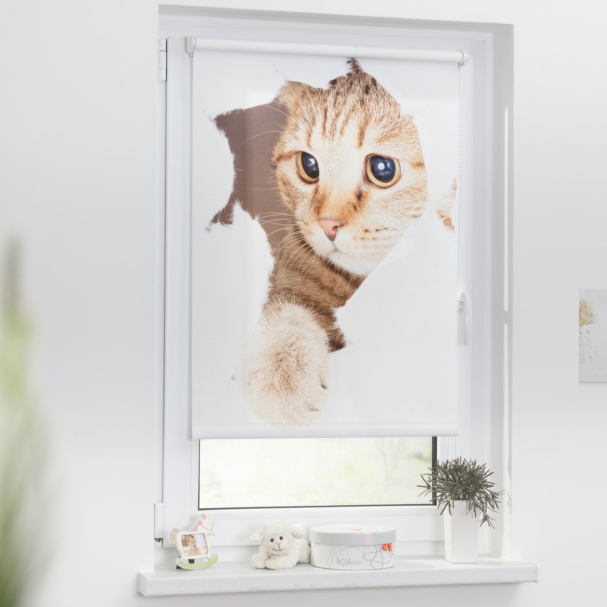 LICHTBLICK ORIGINAL Seitenzugrollo »Klemmfix Digital Katze«, verdunkelnd,  energiesparend, ohne Bohren, freihängend, bedruckt auf Rechnung | BAUR