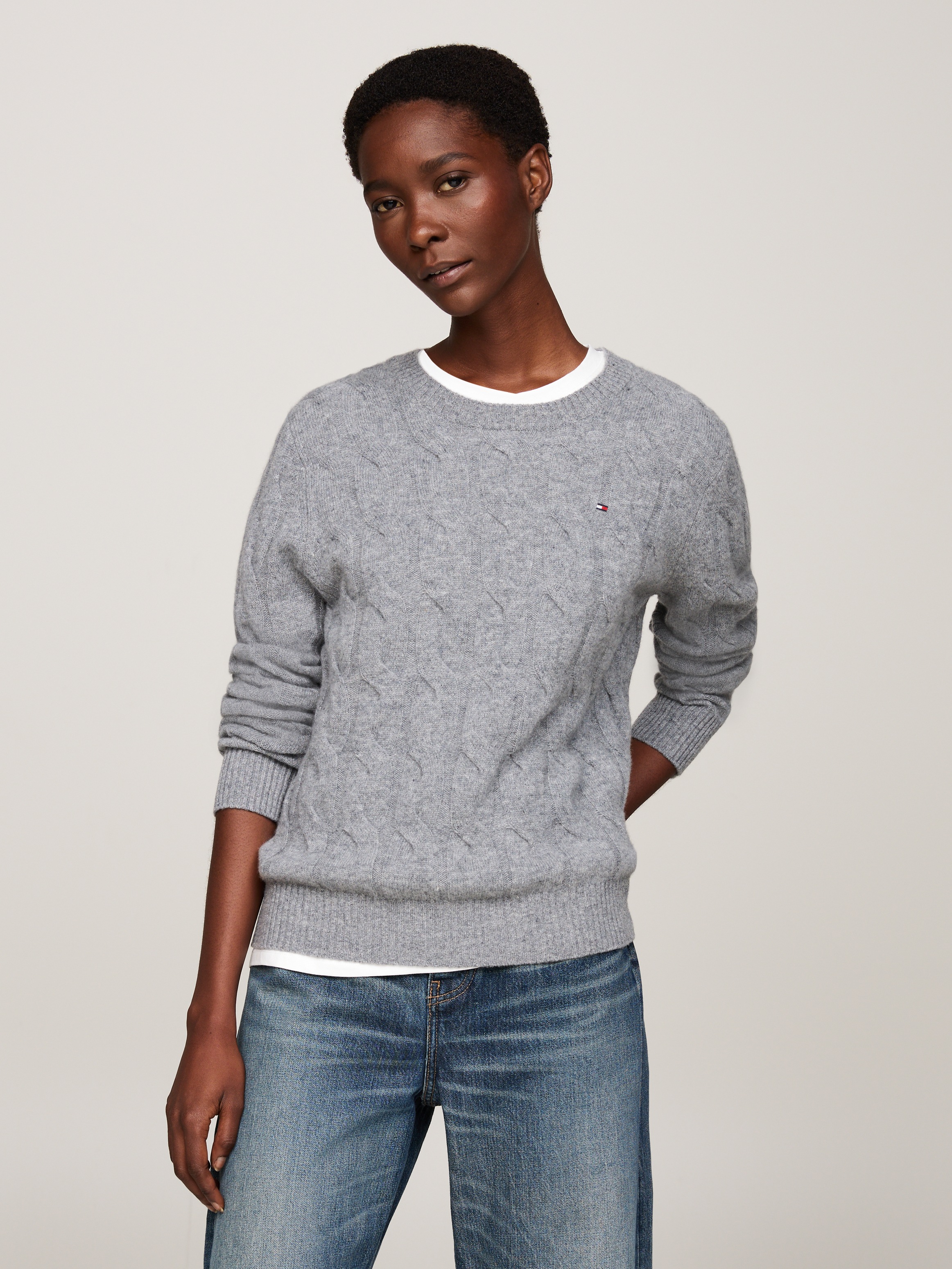 Tommy Hilfiger Strickpullover "SOFT WOOL CABLE C-NK", mit Zopfmuster, aus r günstig online kaufen