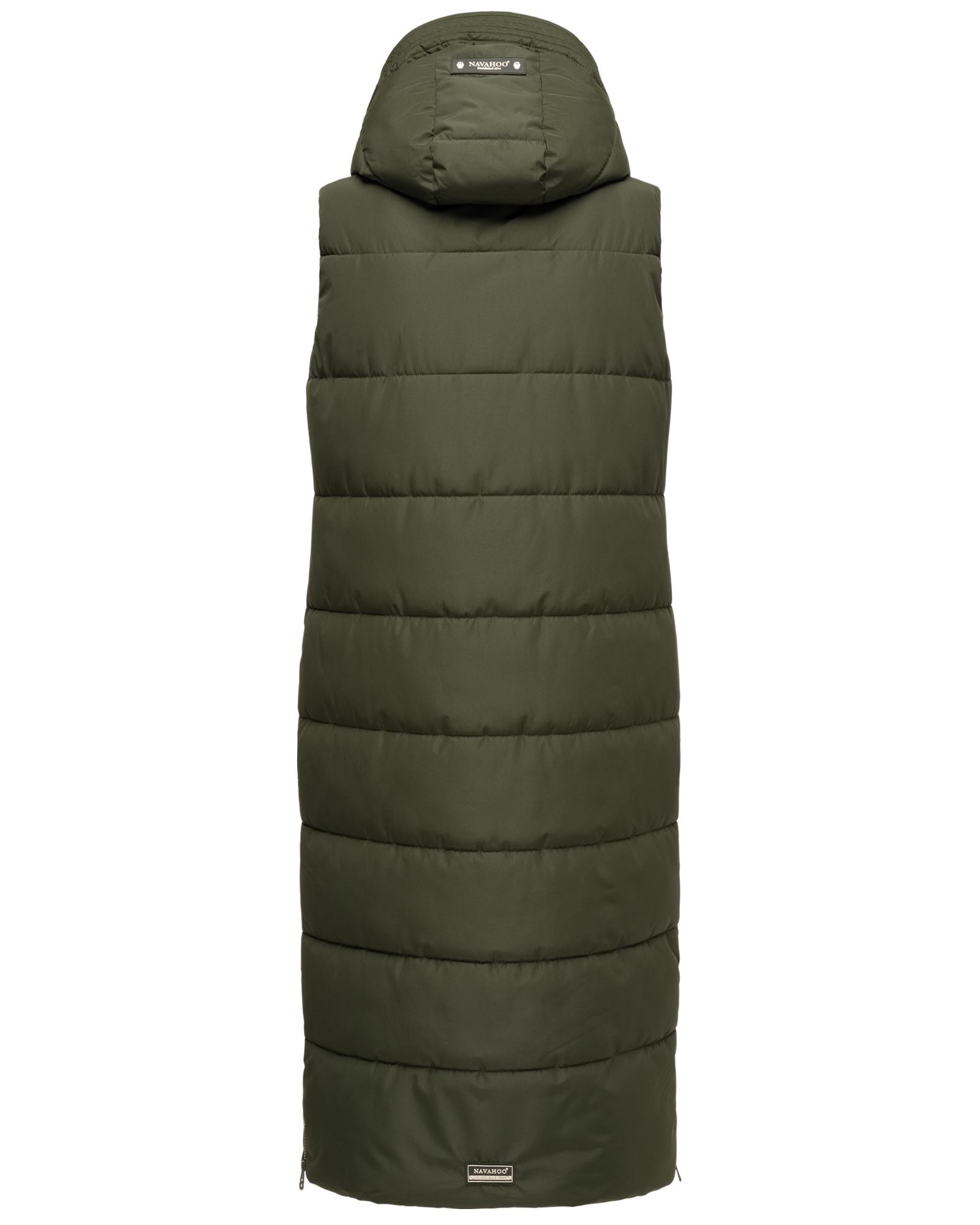 Thumbnail - Navahoo Steppweste "Brezelchen", Warme, lange Damen Outdoor-Weste mit Kapuze