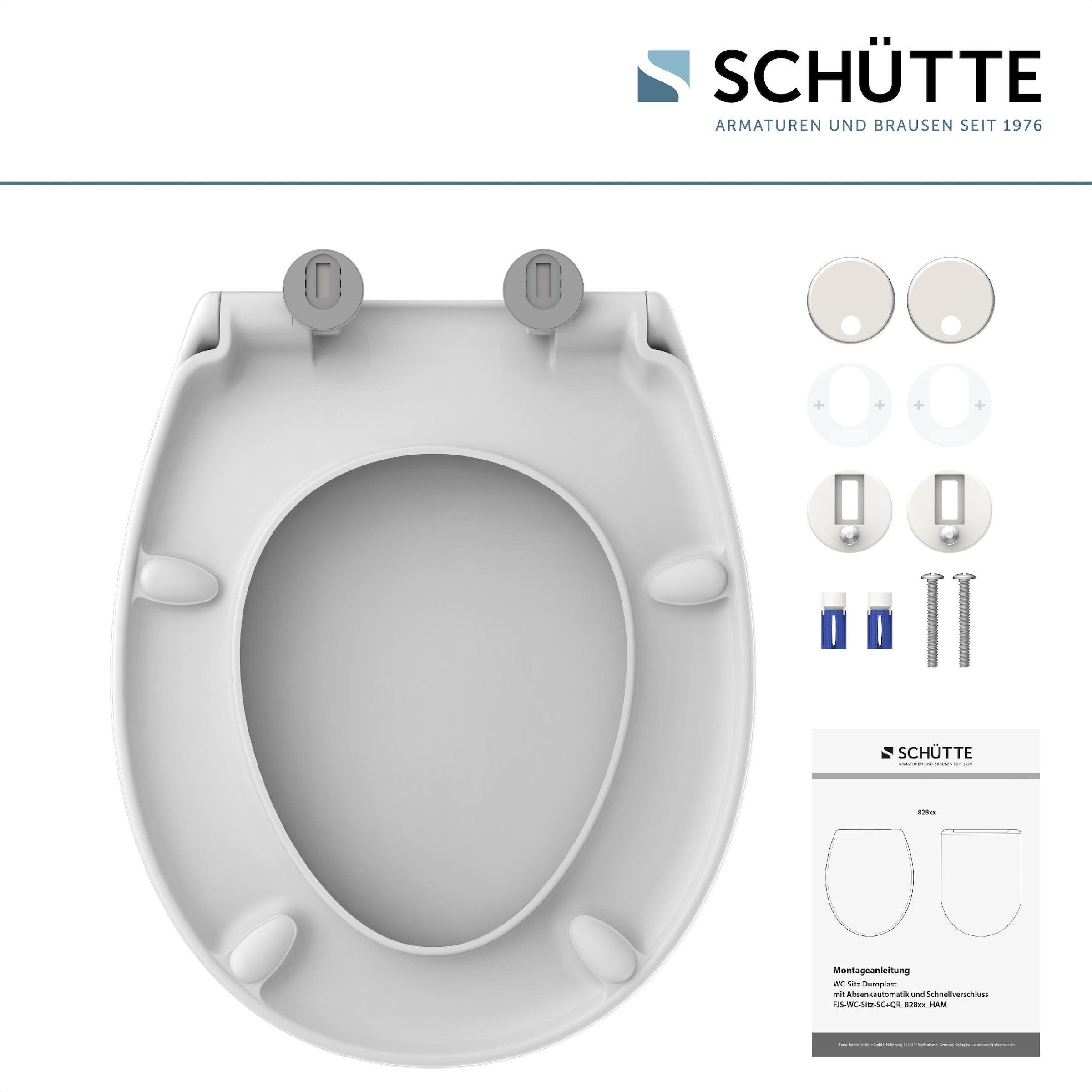 Schütte WC-Sitz »Duroplast, WHITE PRO 1«, (WC-Sitz, Befestigungsmaterial, Montageanleitung), mit Absenkautomatik und Schnellverschluss