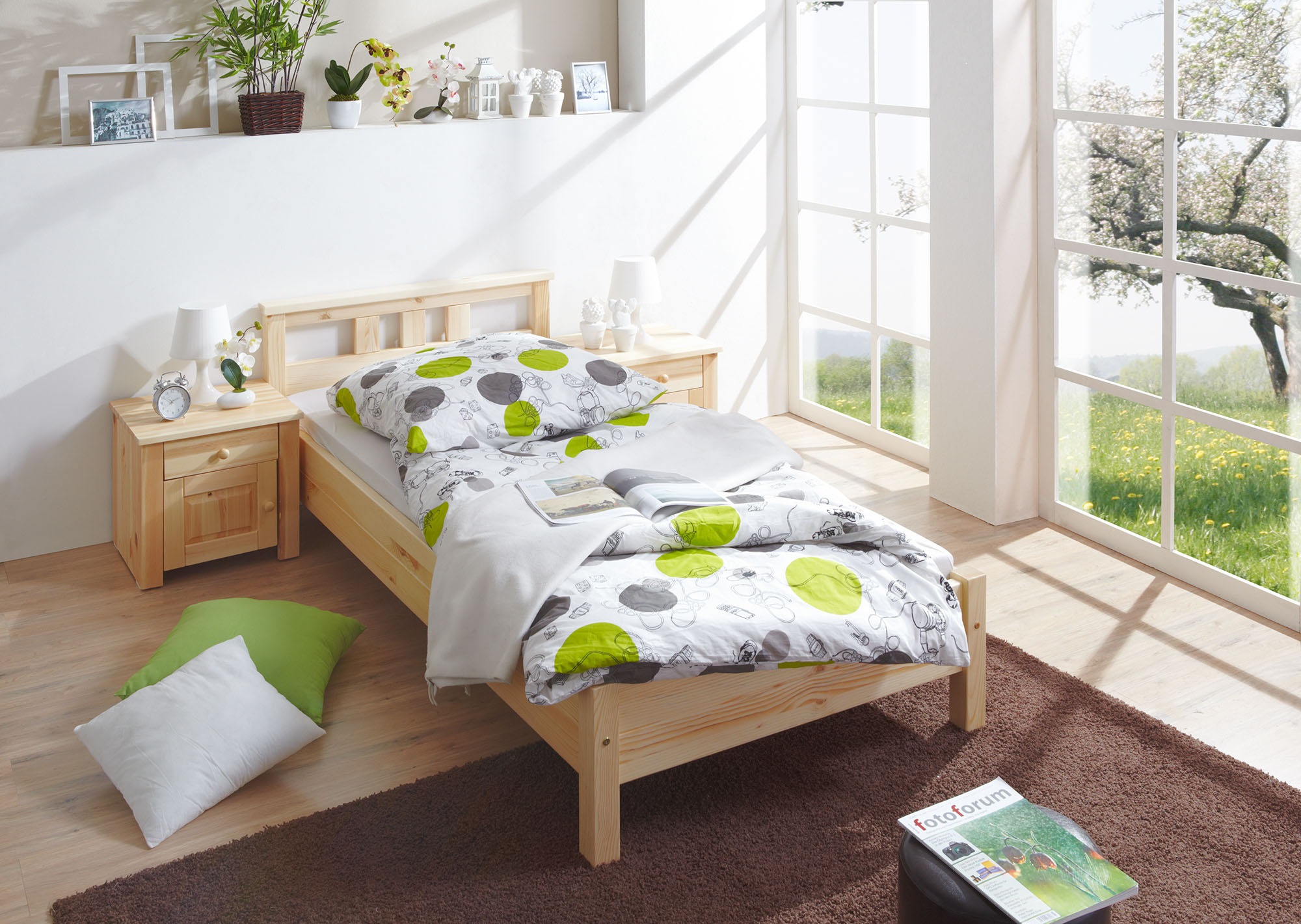 Ticaa Futonbett »Merci«, Einzelbett, aus Kiefer Massivholz, inkl. Rollrost