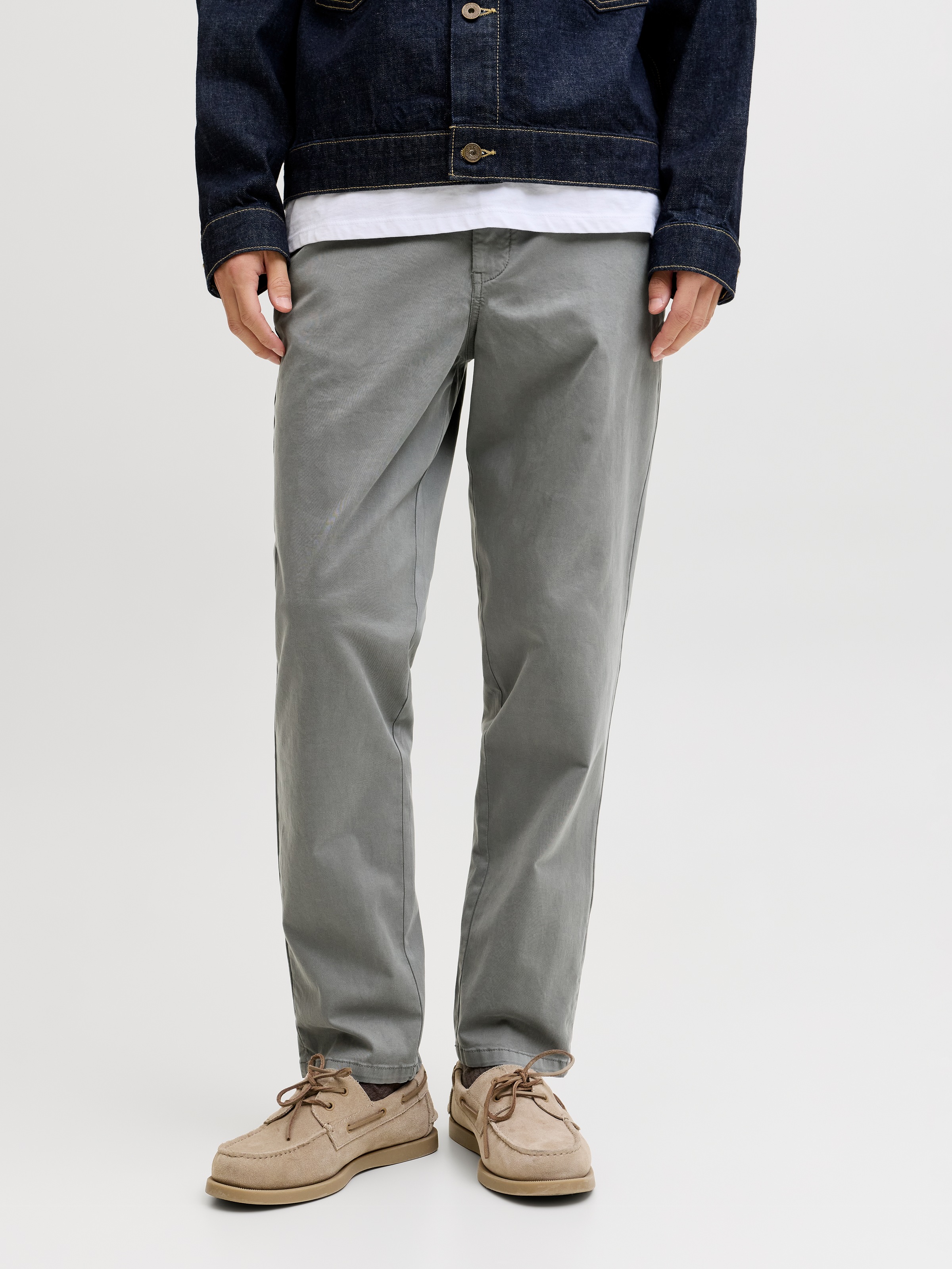 Chinohose JACK & JONES "JPSTOLLIE VANCE CHINO NOOS", Herren, Gr. 32, Länge 32, sedona sage, Web, Obermaterial: 97% Baumwolle, 3% Elasthan, unifarben, Hosen Chinohose