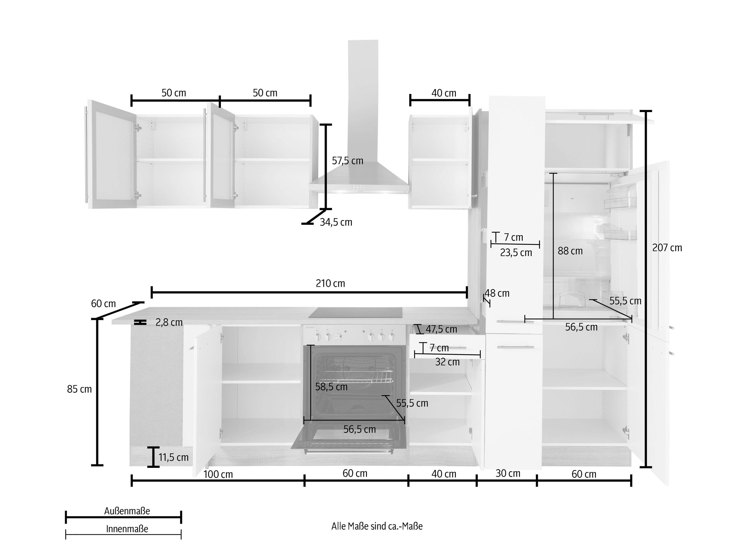 OPTIFIT Winkelküche »Kalmar«, ohne E-Geräte, Stellbreite 300 x 175 cm