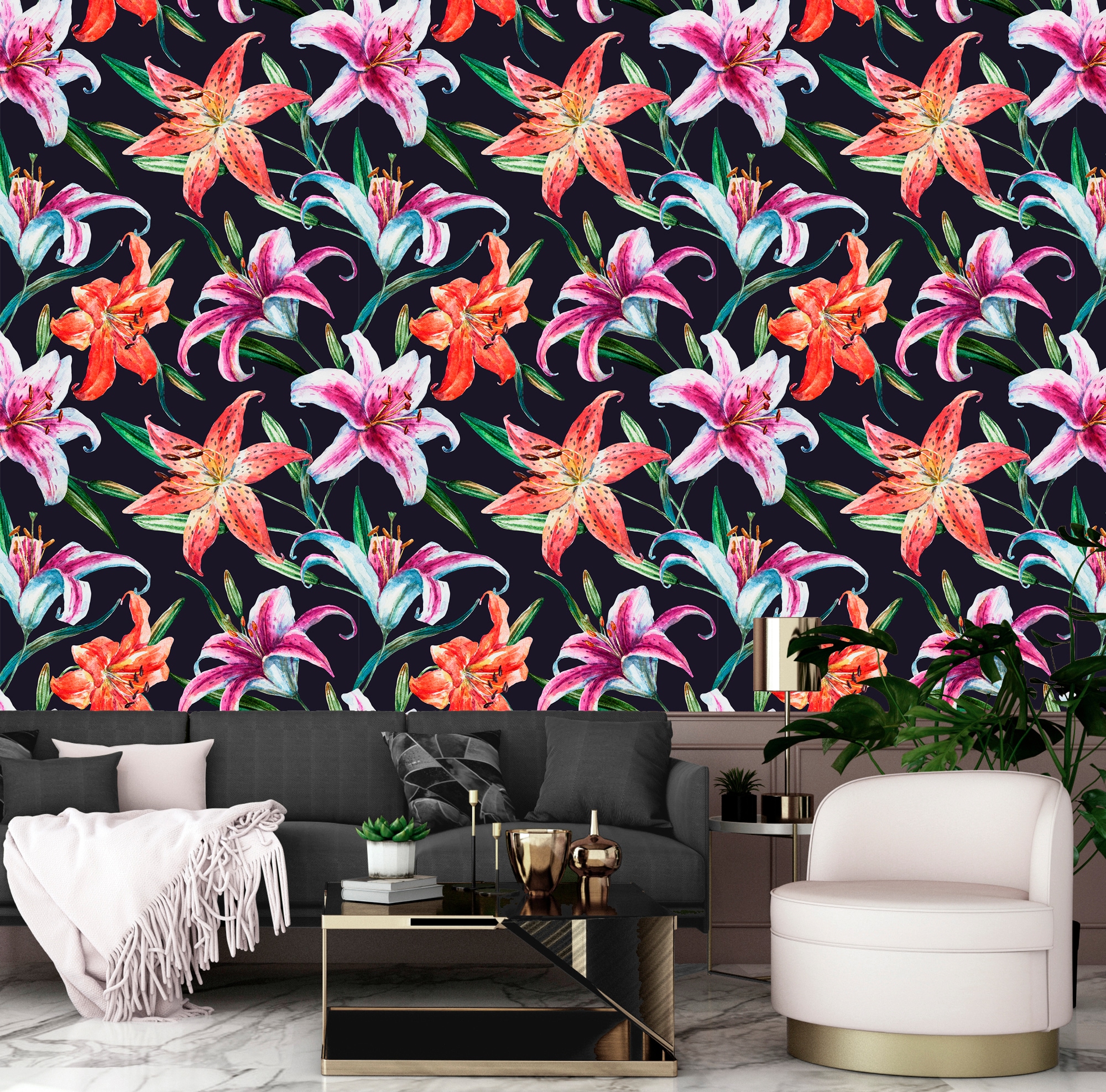 queence Vinyltapete »Julie«, bedruckt-Motiv-botanisch-floral-gemustert-natürlich, 90x250cm, selbstklebend, kinderleichte Anbringung, Sticker