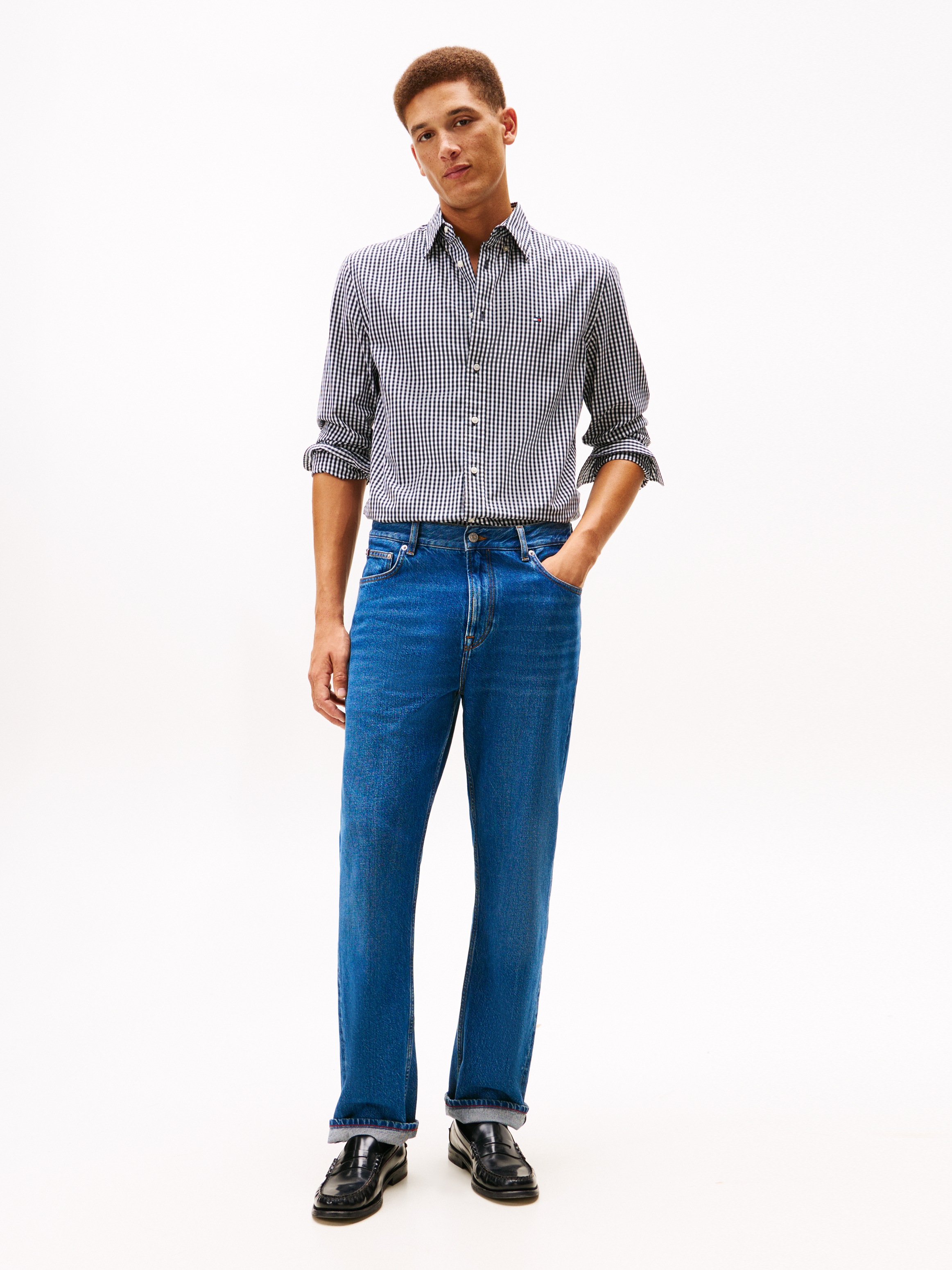 Tommy Hilfiger Langarmhemd »FLEX POPLIN BIG GINGHAM« regular fit, Button-down-Kragen