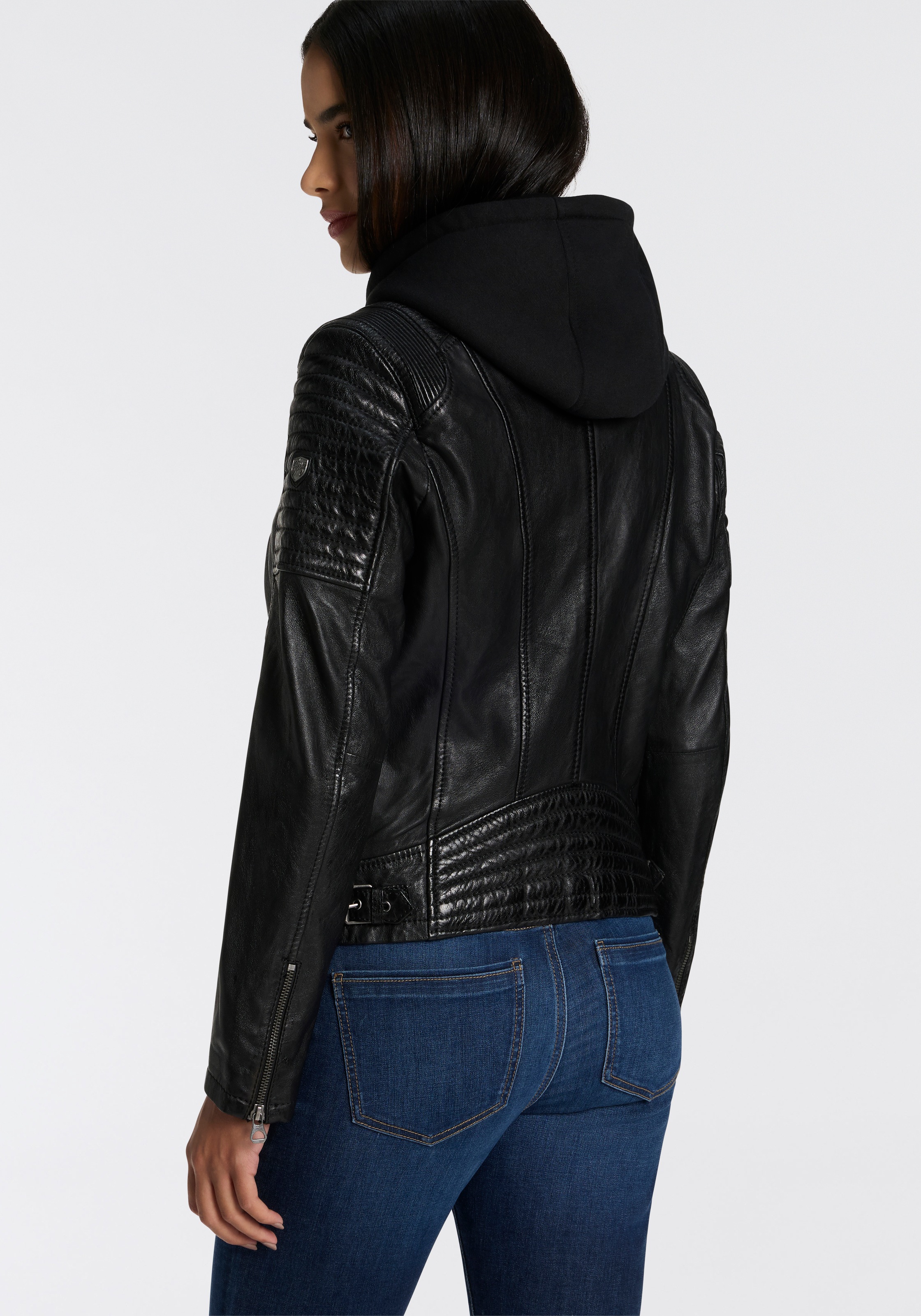 Mauritius Bikerjacke "SAMINA", mit Kapuze, 2-in-1-Jacke - mit abnehmbarem K günstig online kaufen